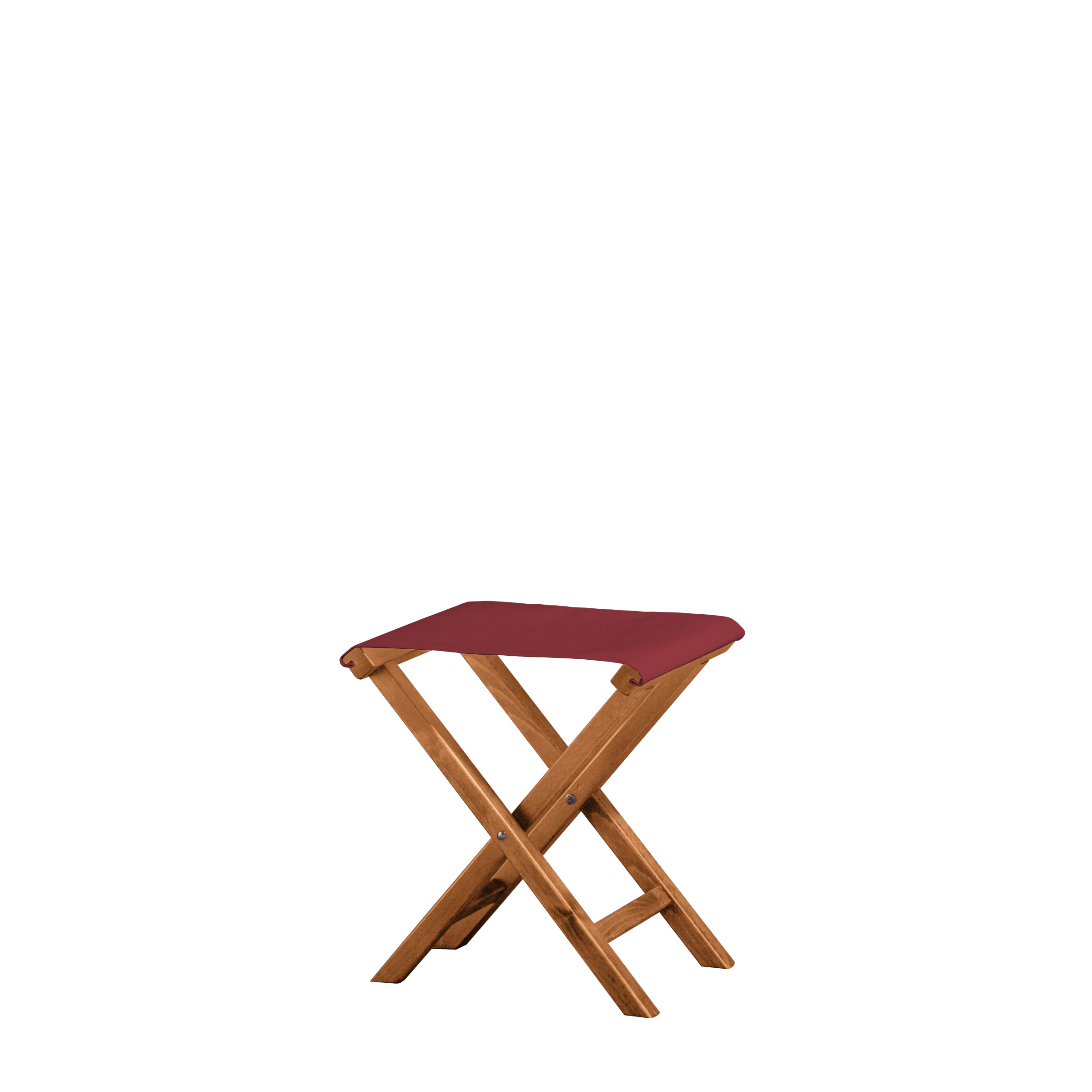 Beistellhocker Wim aus brandyfarbenem Buchenholz mit Bezug in bordeaux, Seitenansicht