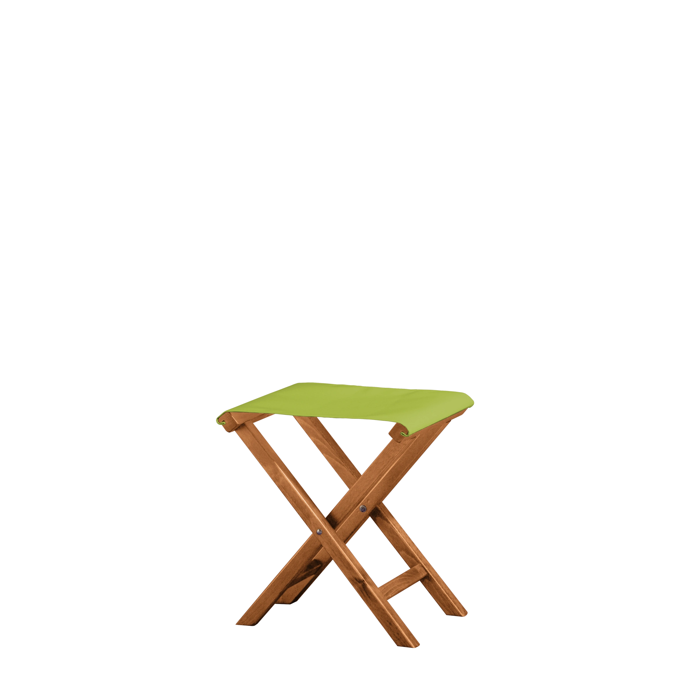 Beistellhocker Wim aus brandyfarbenem Buchenholz mit hellgrünem Bezug, Seitenansicht