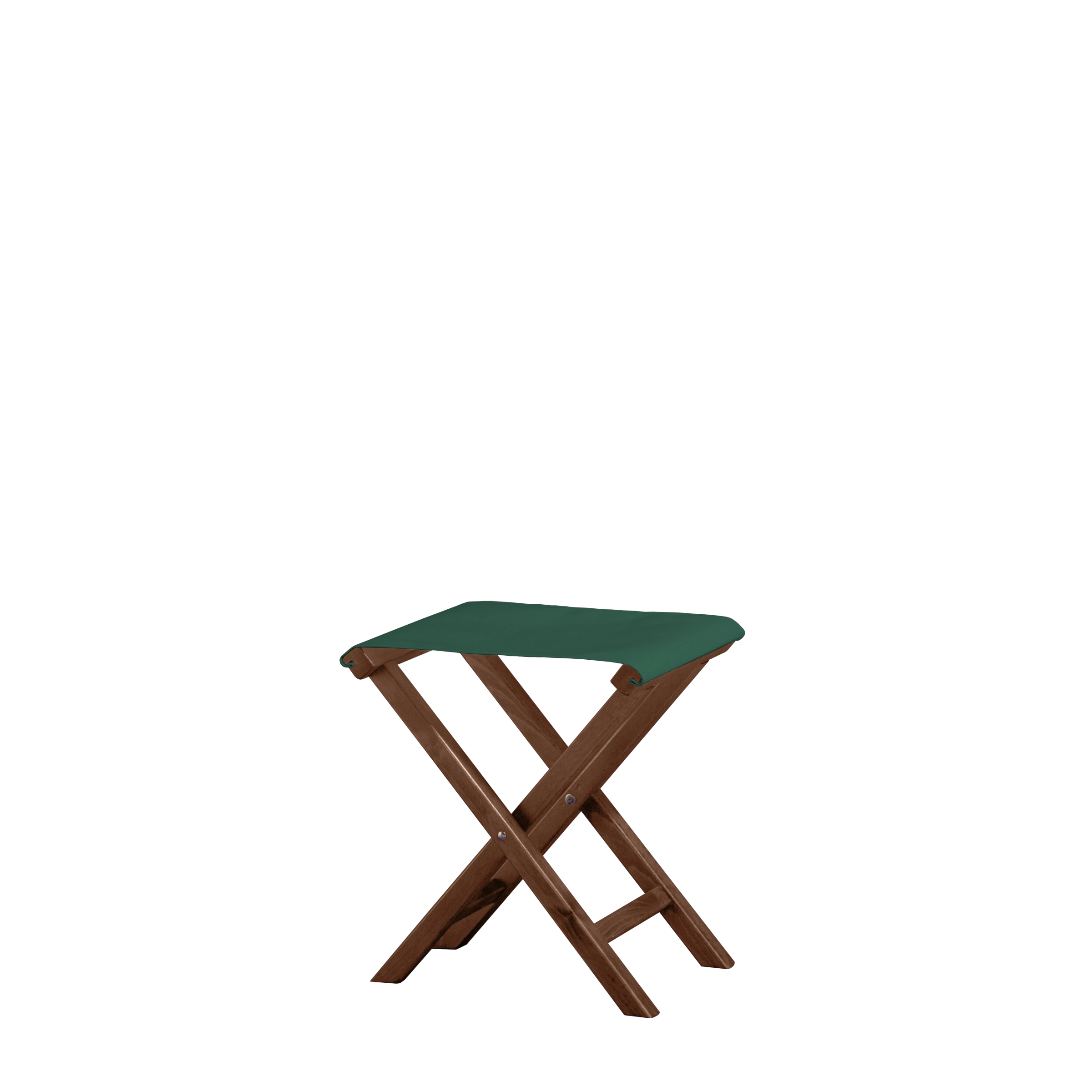 Beistellhocker Wim aus braunem Buchenholz mit dunkelgrünem Bezug, Seitenansicht