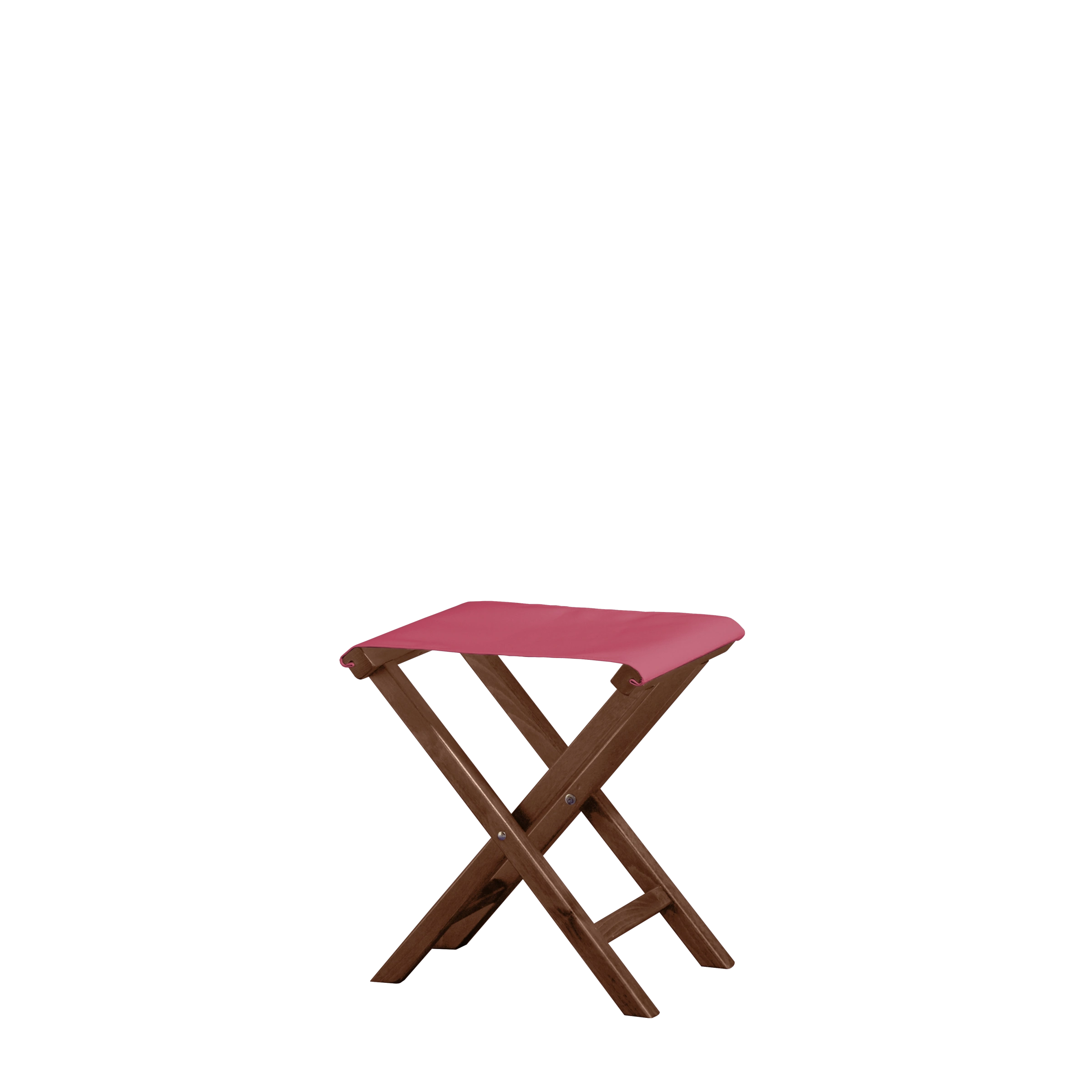 Beistellhocker Wim aus braunem Buchenholz mit Bezug in fuchsia, Seitenansicht