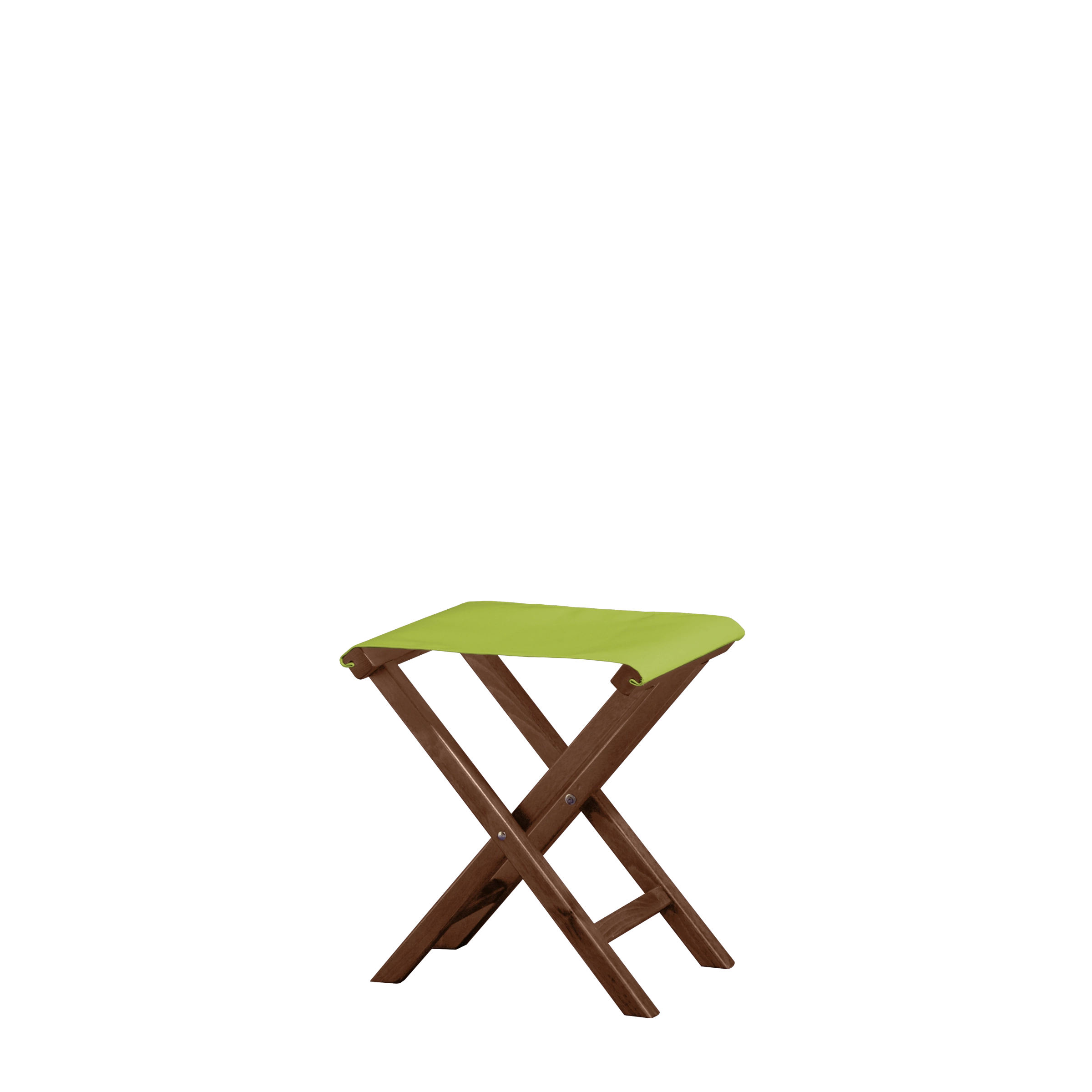 Beistellhocker Wim aus braunem Buchenholz mit hellgrünem Bezug, Seitenansicht