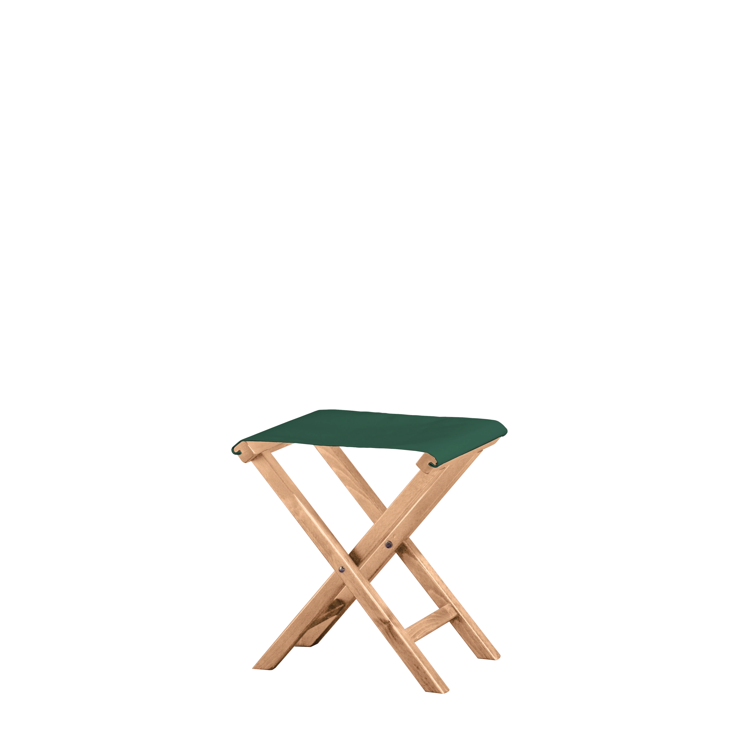 Beistellhocker Wim aus naturfarbenem Buchenholz mit dunkelgrünem Bezug, Seitenansicht