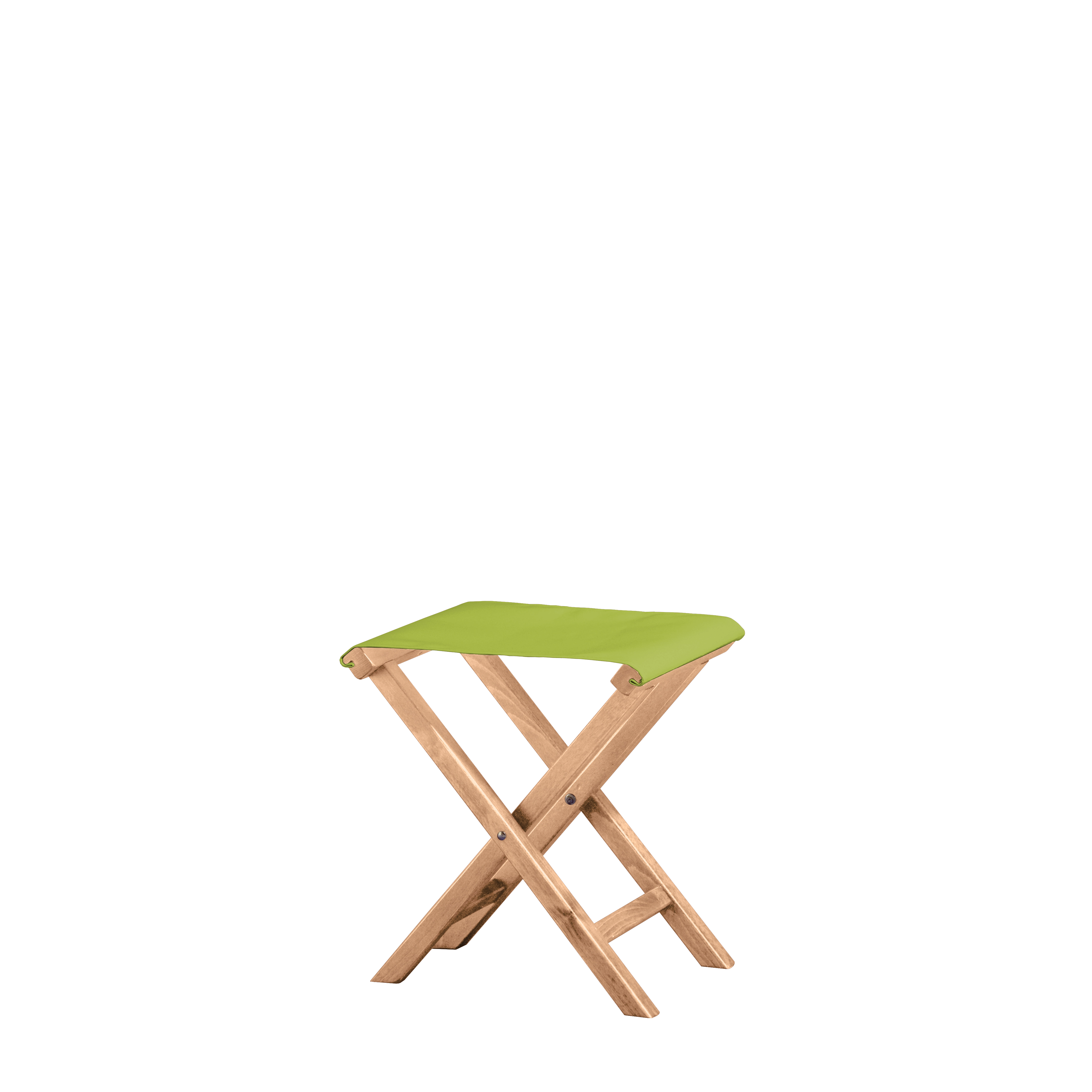 Beistellhocker Wim aus naturfarbenem Buchenholz mit hellgrünem Bezug, Seitenansicht
