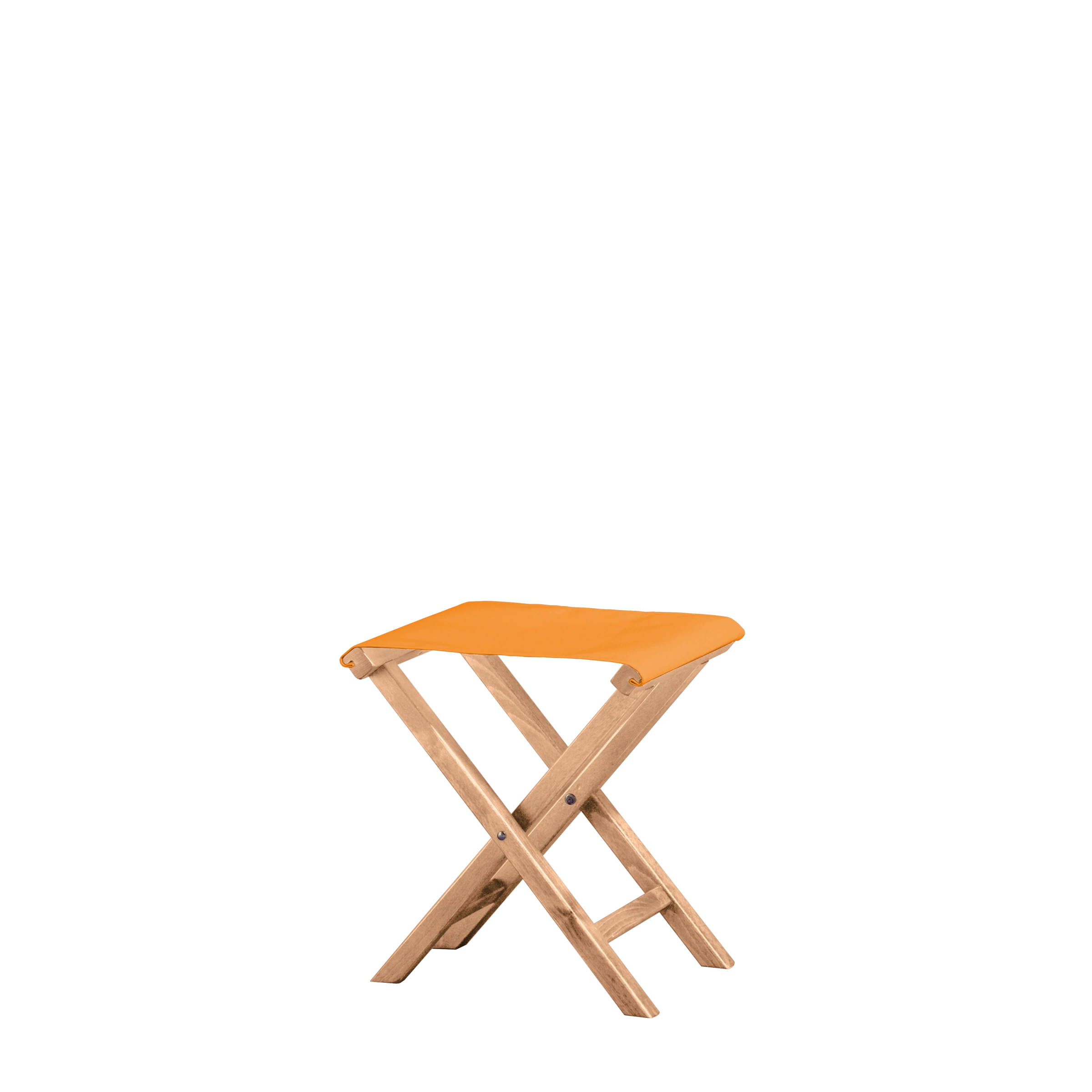 Beistellhocker Wim aus naturfarbenem Buchenholz mit Bezug in mandarine, Seitenansicht