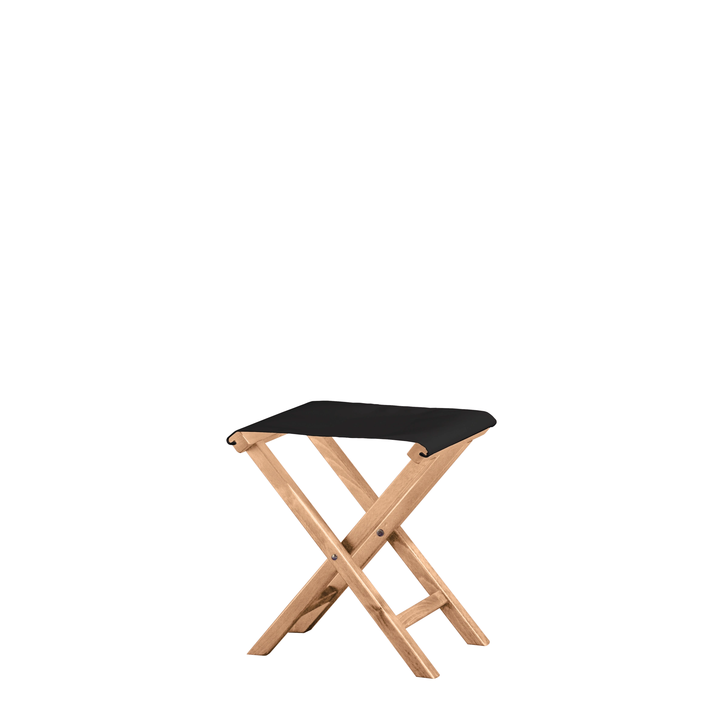 Beistellhocker Wim aus naturfarbenem Buchenholz mit schwarzem Bezug, Seitenansicht