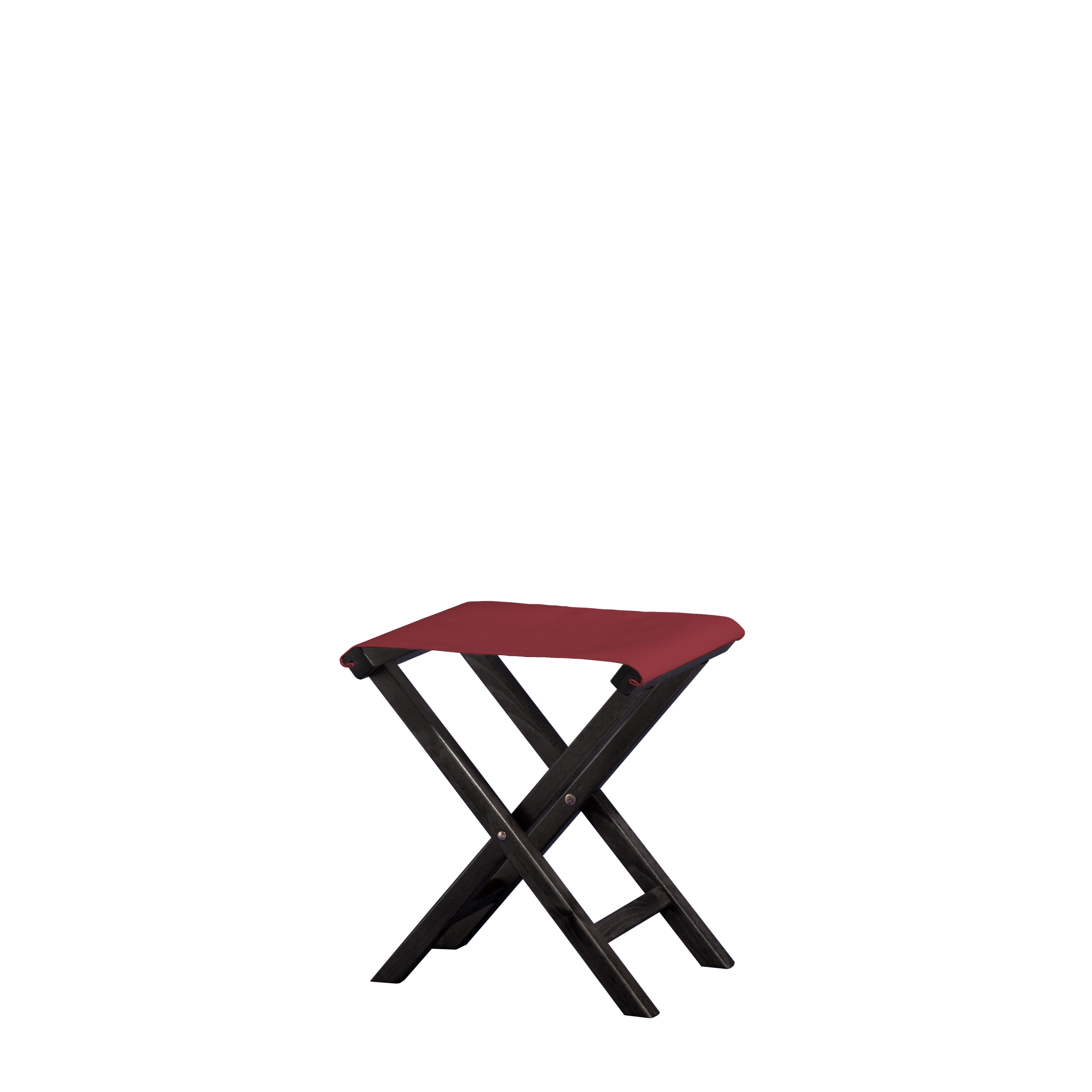 Beistellhocker Wim aus schwarzem Buchenholz mit Bezug in bordeaux, Seitenansicht