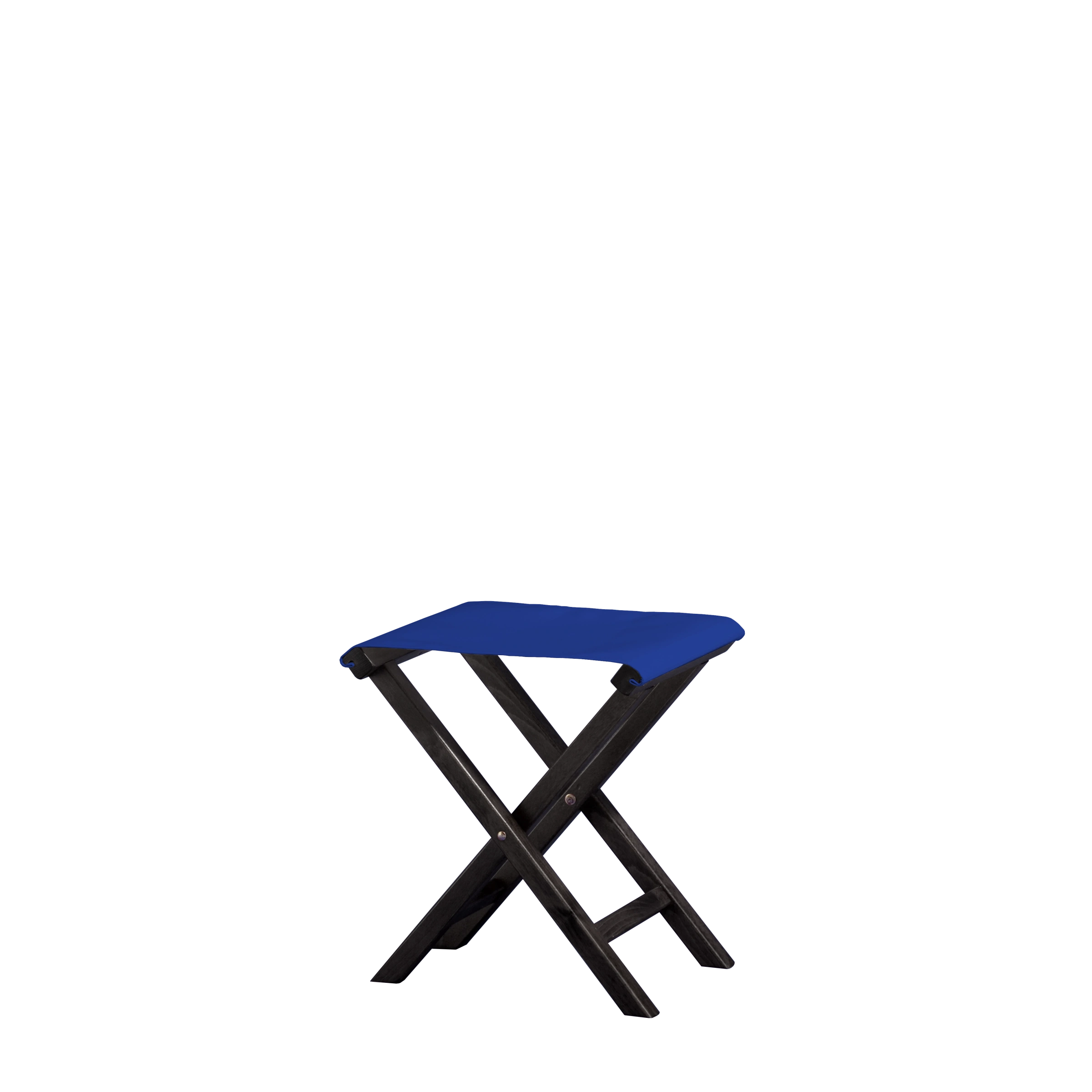 Beistellhocker Wim aus schwarzem Buchenholz mit dunkelblauem Bezug, Seitenansicht