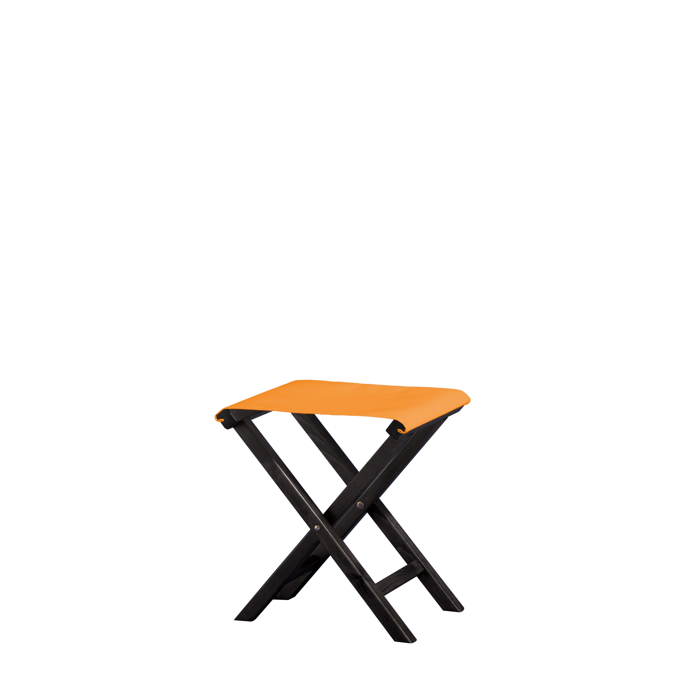 Beistellhocker Wim aus schwarzem Buchenholz mit Bezug in mandarine, Seitenansicht