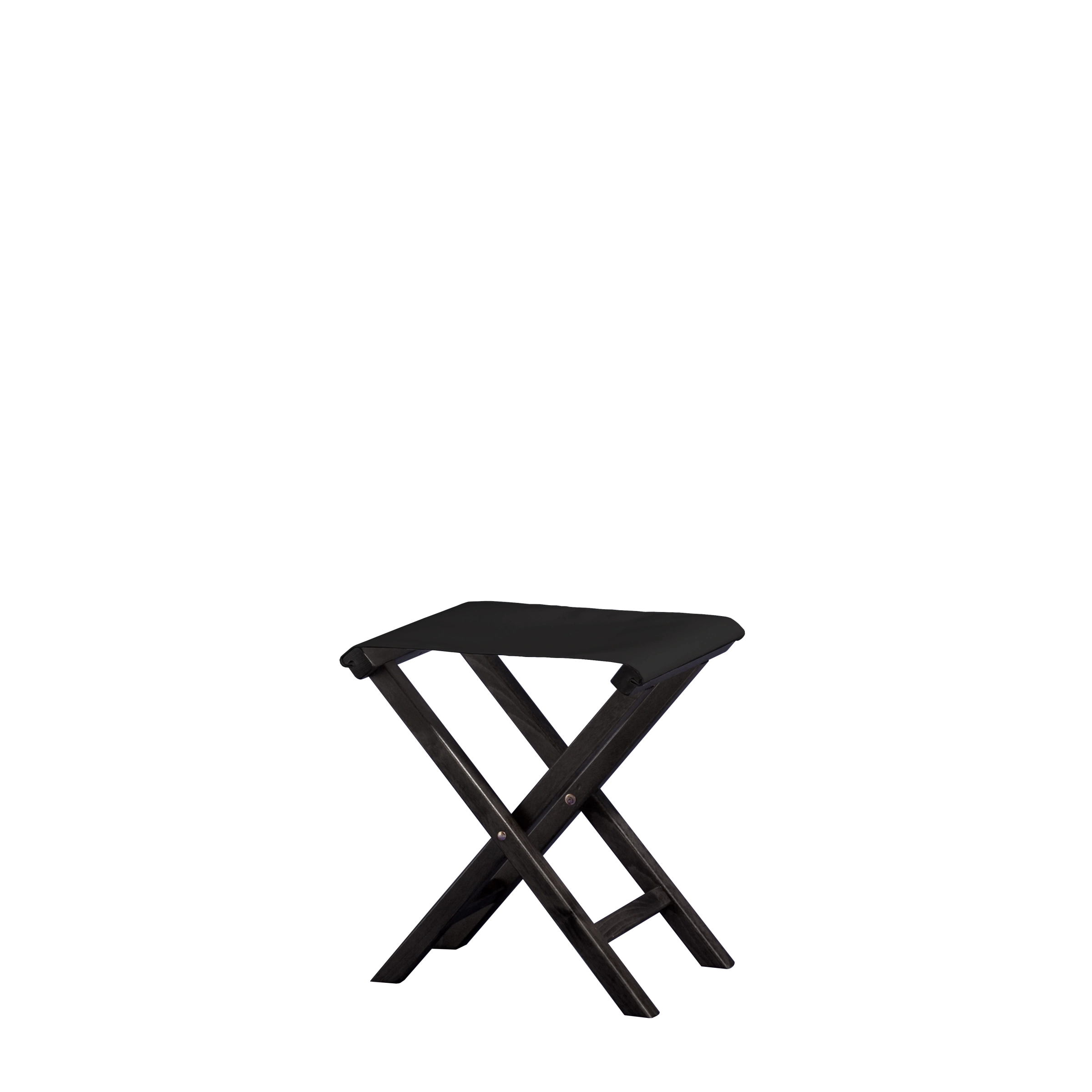 Beistellhocker Wim aus schwarzem Buchenholz mit schwarzem Bezug, Seitenansicht