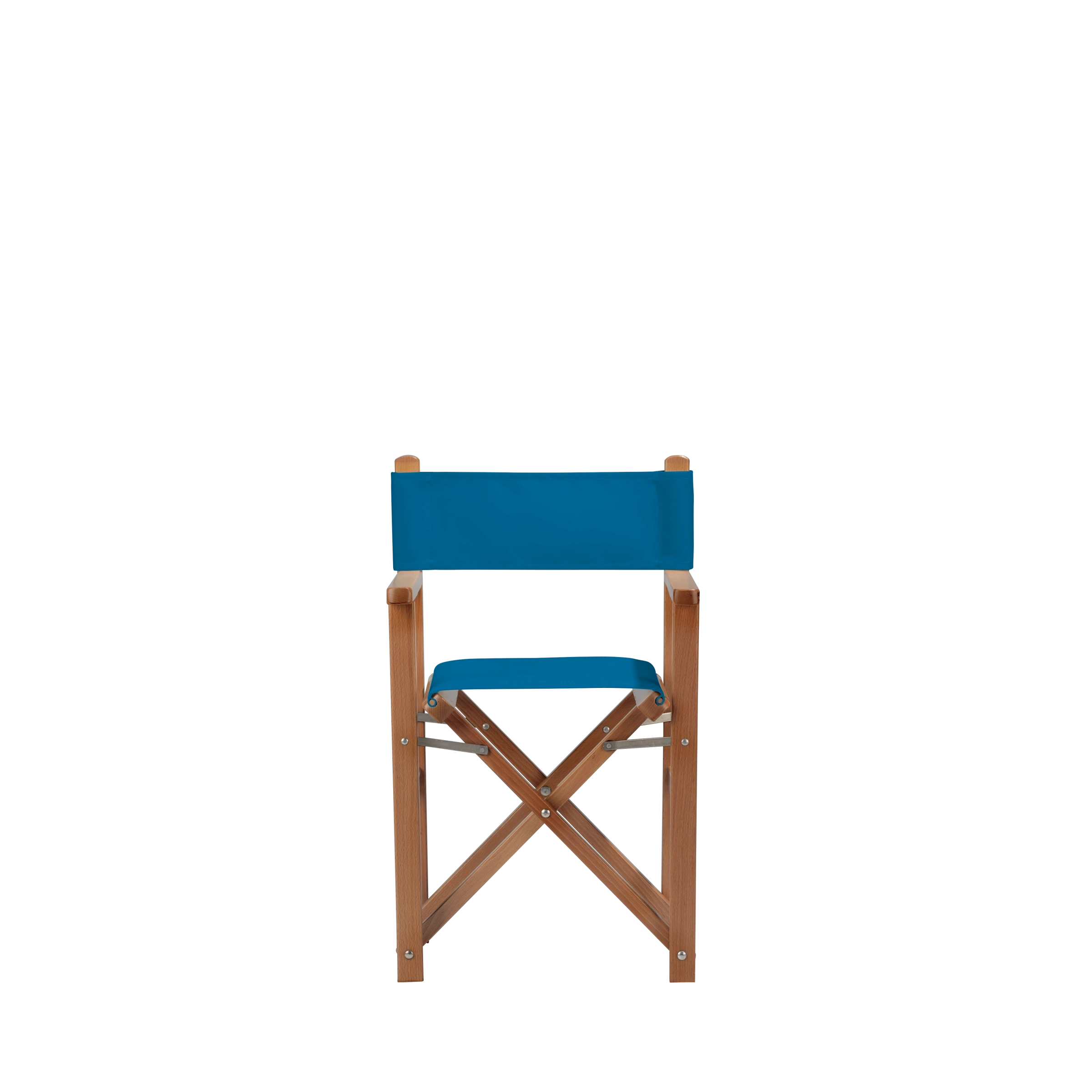 Kinderstuhl Nanni aus brandyfarbenem Buchenholz mit blauem Bezug, Frontalansicht
#Mini | Set (Farbe)_blau