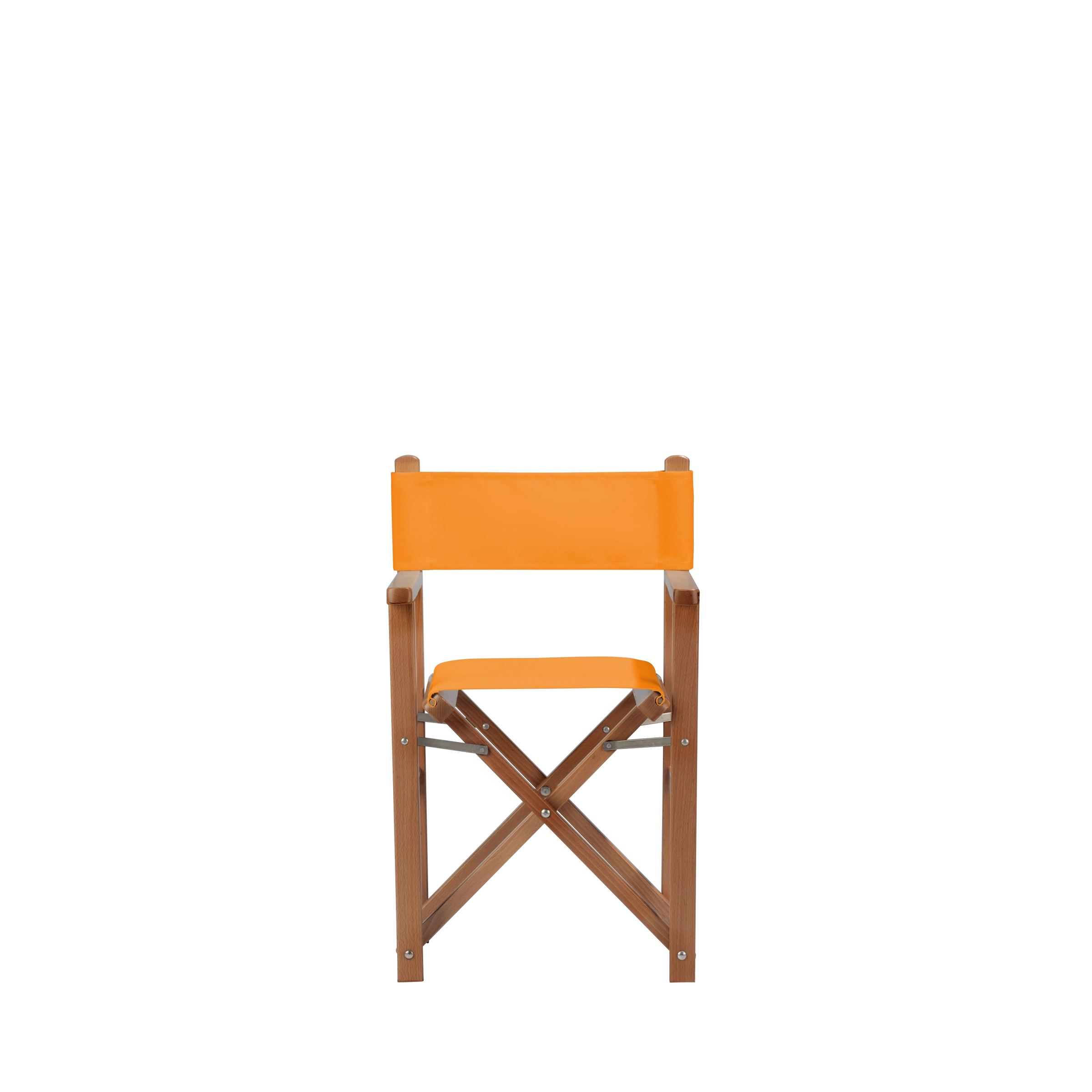 Kinderstuhl Nanni aus brandyfarbenem Buchenholz mit Bezug in mandarine, Frontalansicht
#Mini | Set (Farbe)_mandarine