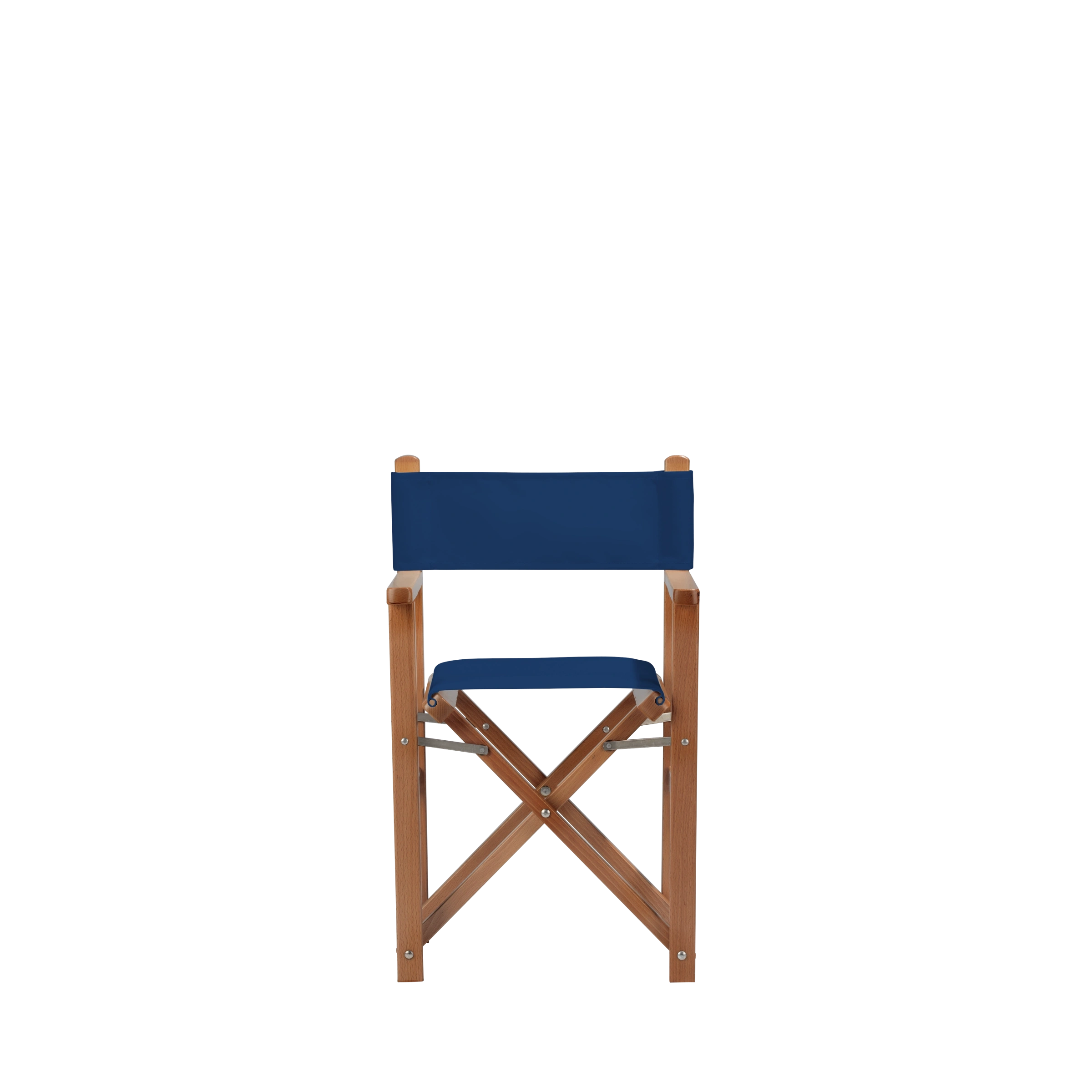 Kinderstuhl Nanni aus brandyfarbenem Buchenholz mit Bezug in marine, Frontalansicht
#Mini | Set (Farbe)_marine