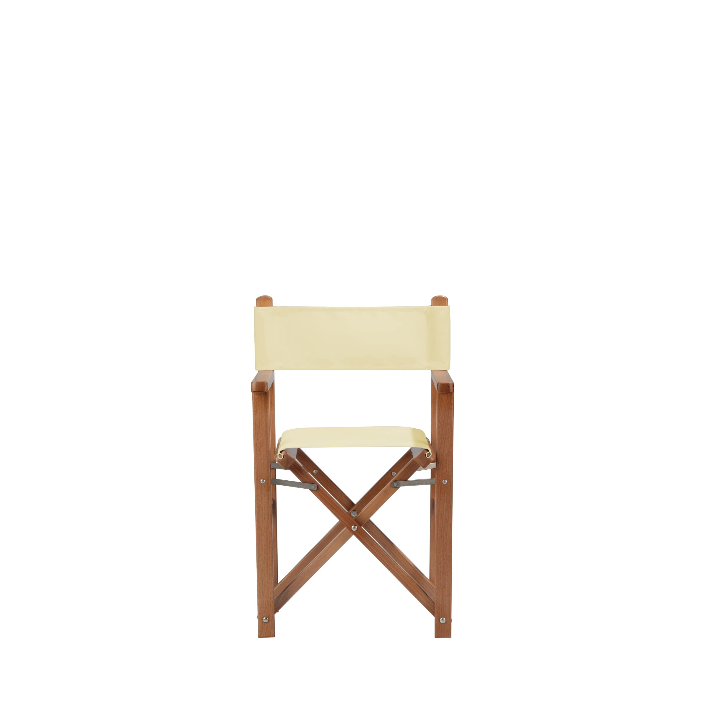 Kinderstuhl Nanni aus brandyfarbenem Buchenholz mit Bezug in vanille, Frontalansicht
#Mini | Set (Farbe)_vanille