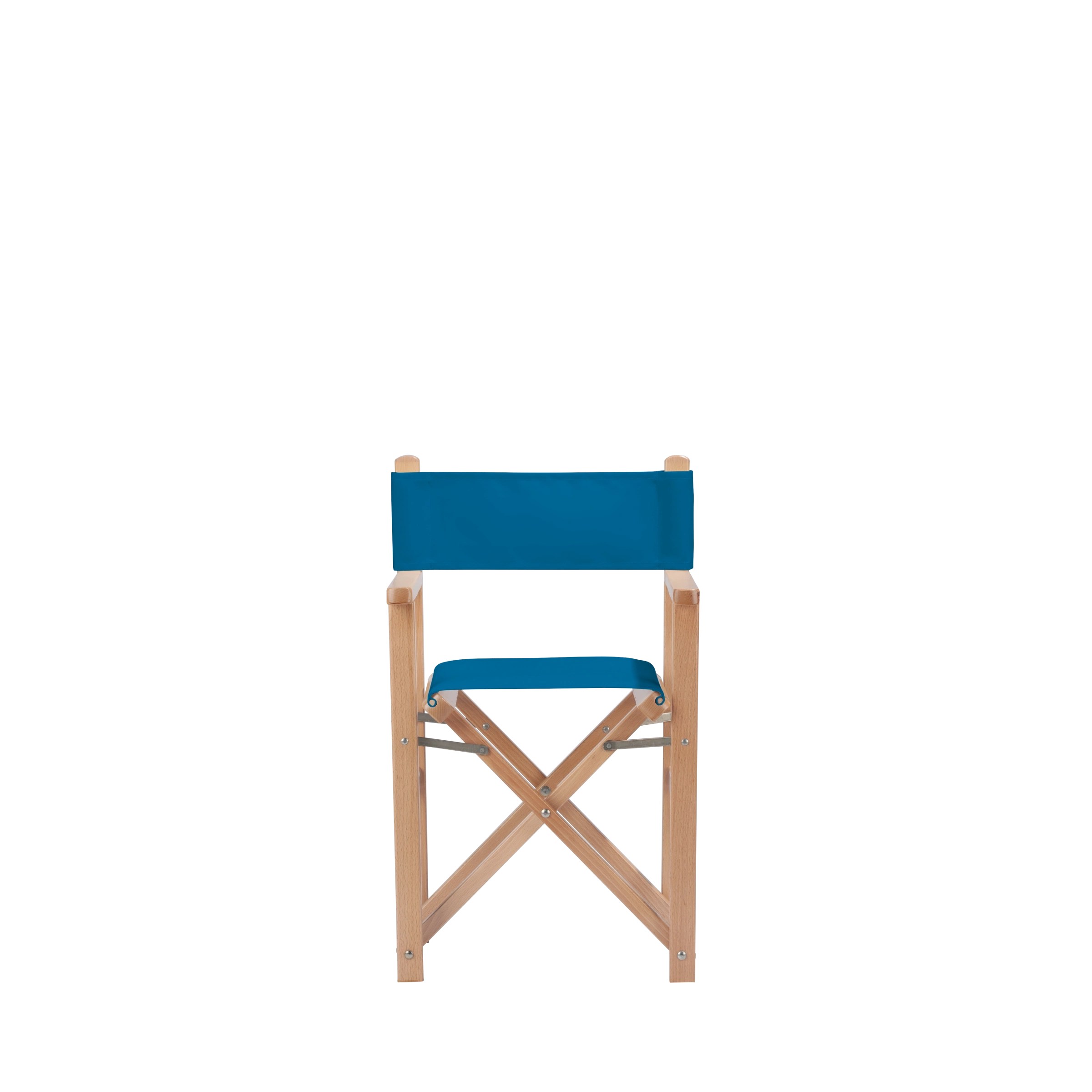 Kinderstuhl Nanni aus naturfarbenem Buchenholz mit blauem Bezug, Frontalansicht
#Mini | Set (Farbe)_blau