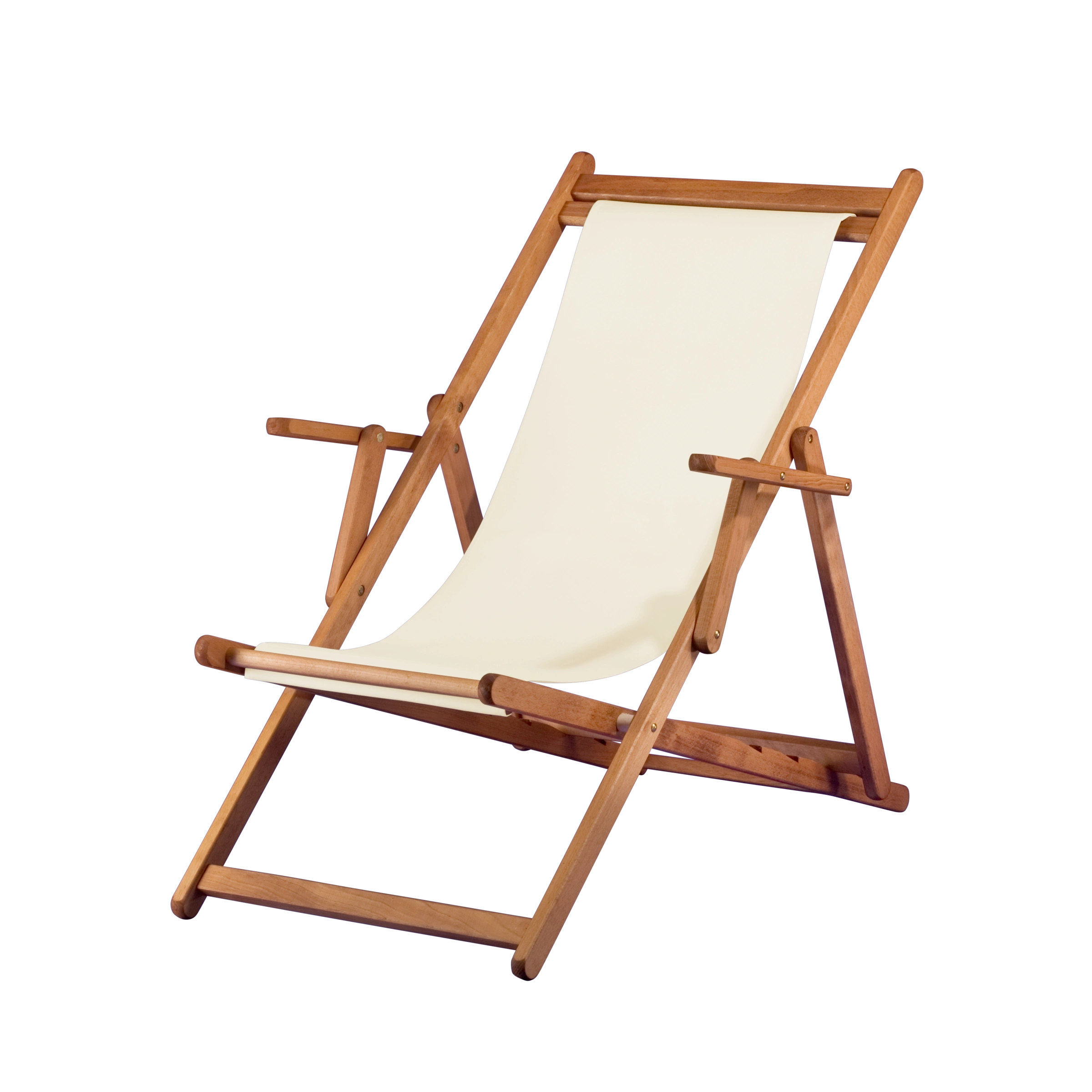 Liegestuhl Charly aus brandy geöltem Buchenholz mit naturfarbenem Bezug, Seitenansicht
#Classic | Liegefläche (Farbe)_natur