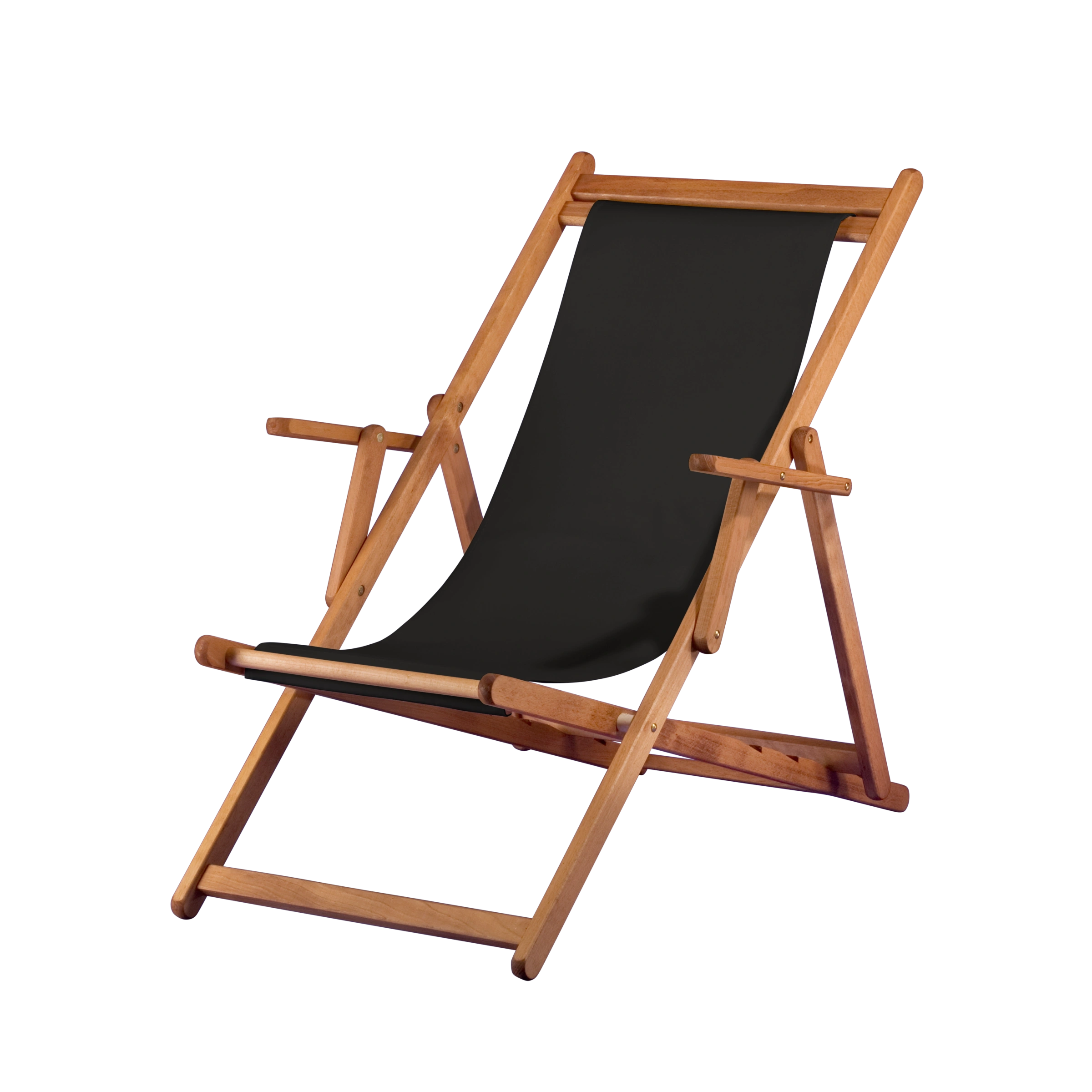 Liegestuhl Charly aus brandy geöltem Buchenholz mit schwarzem Bezug, Seitenansicht
#Classic | Liegefläche (Farbe)_schwarz