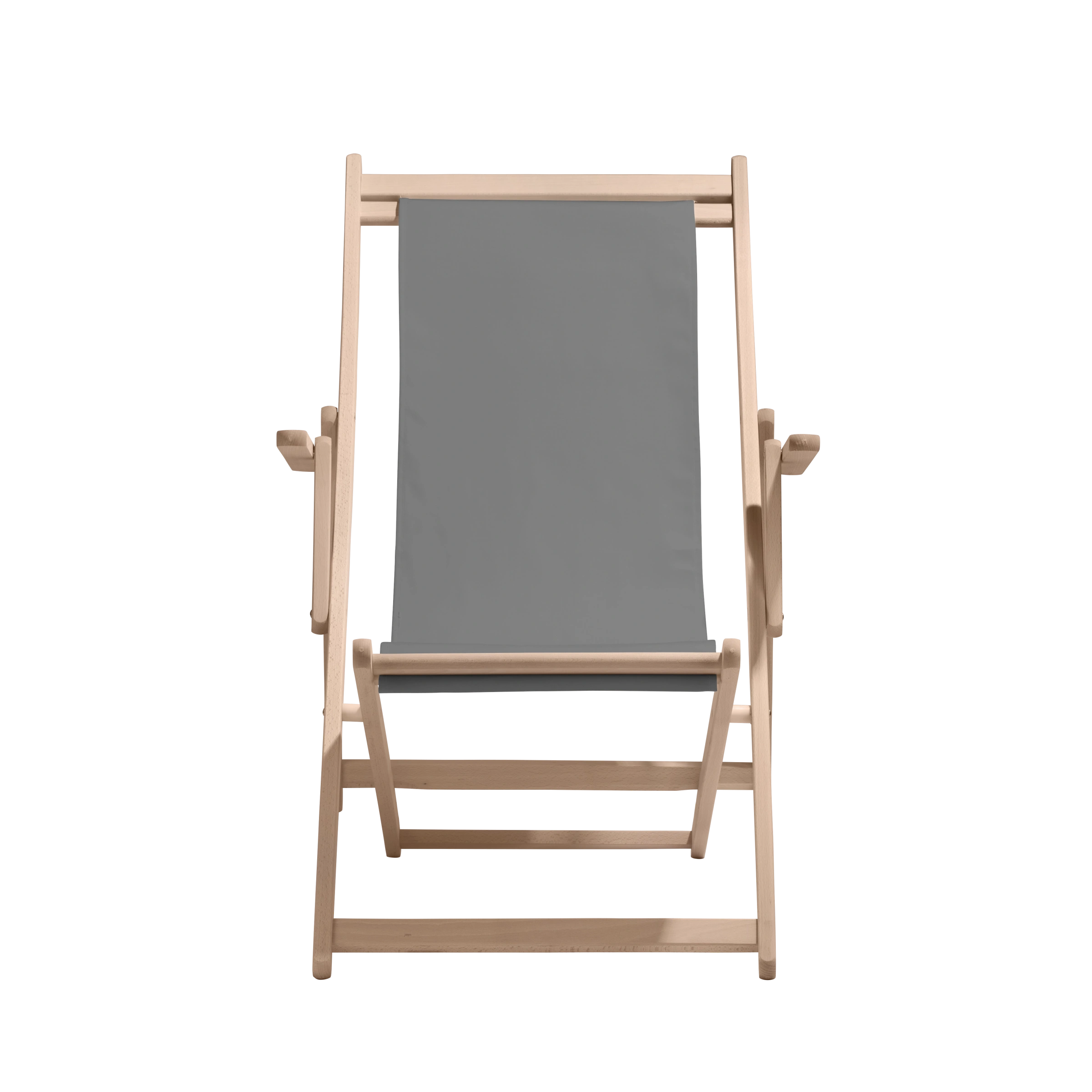 Liegestuhl Charly aus naturbelassenem Buchenholz mit anthrazitem Bezug, Frontalansicht
#Classic | Liegefläche (Farbe)_anthrazit