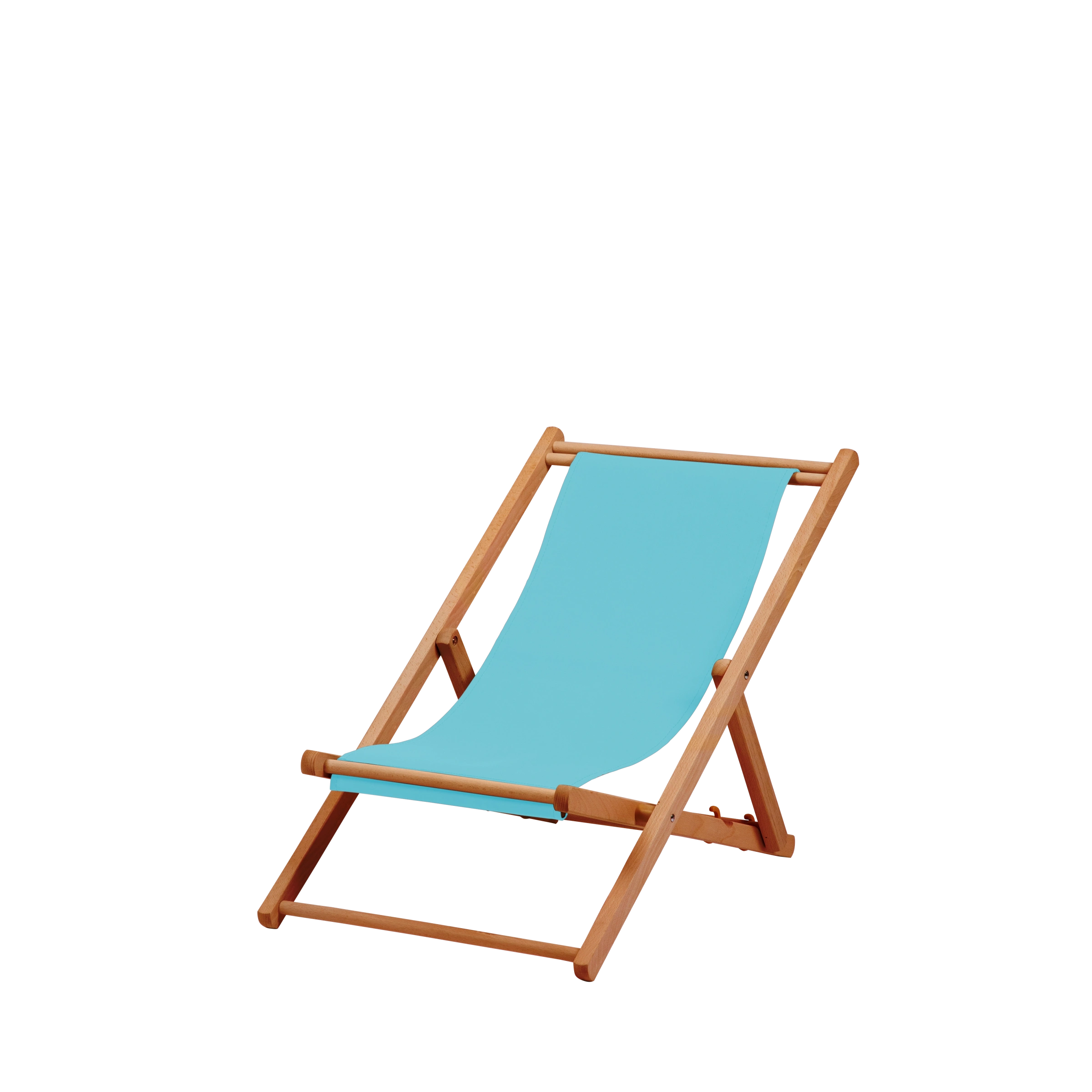 Liegestuhl Greta aus brandy geöltem Buchenholz mit hellblauem Bezug, Seitenansicht
#Mini | Liegefläche (Farbe)_hellblau