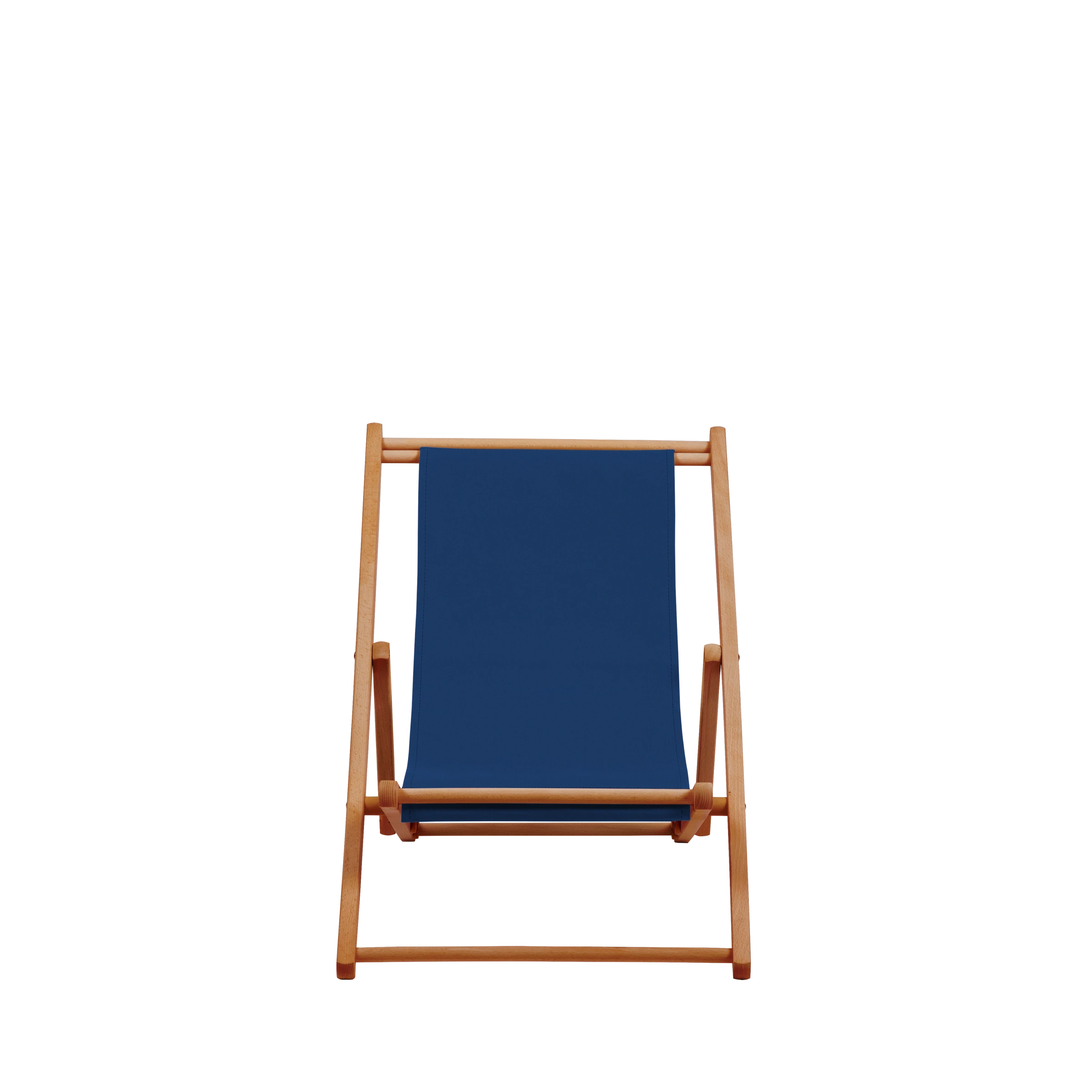 Liegestuhl Greta aus brandy geöltem Buchenholz mit Bezug in marine, Frontalansicht
#Mini | Liegefläche (Farbe)_marine