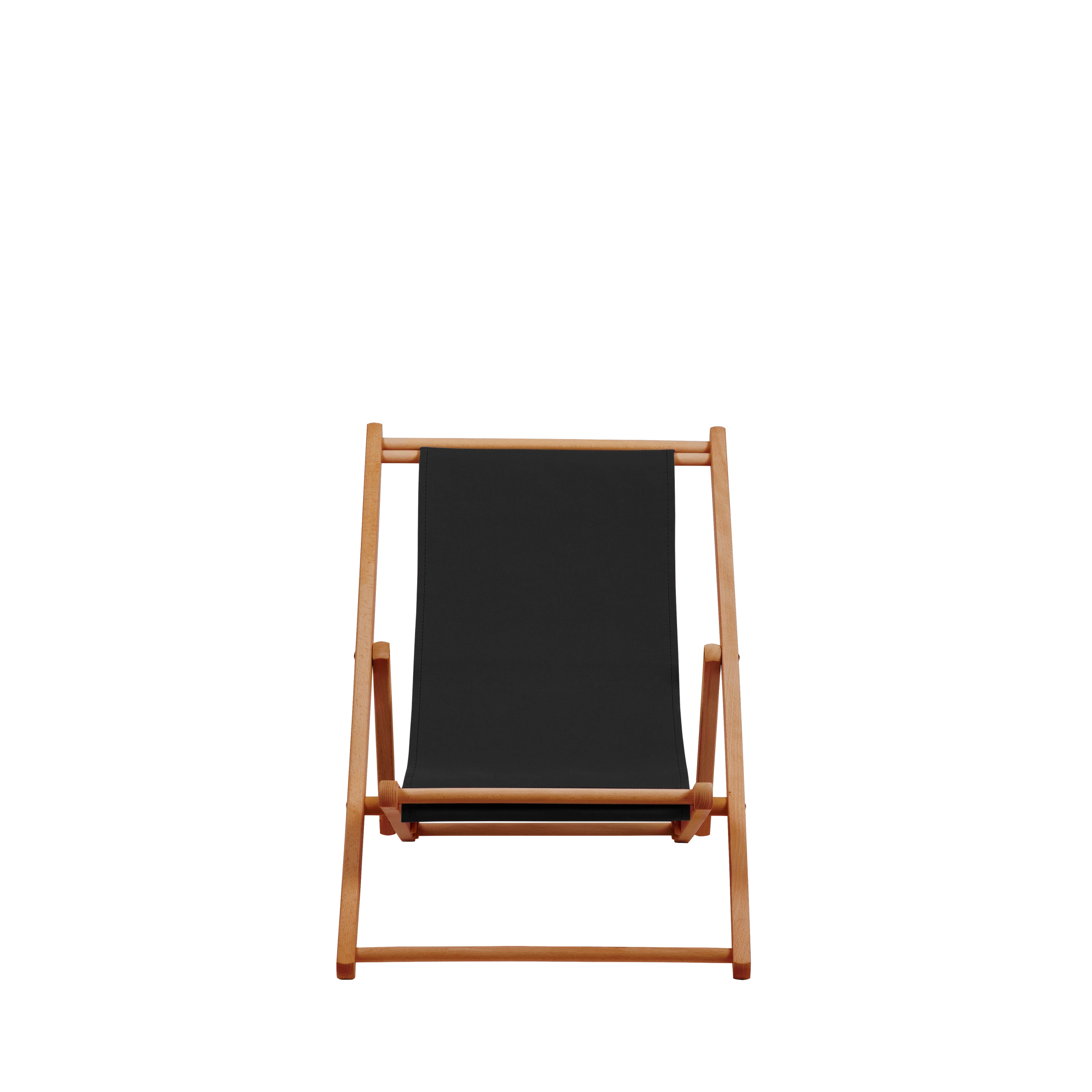 Liegestuhl Greta aus brandy geöltem Buchenholz mit schwarzem Bezug, Frontalansicht
#Mini | Liegefläche (Farbe)_schwarz
