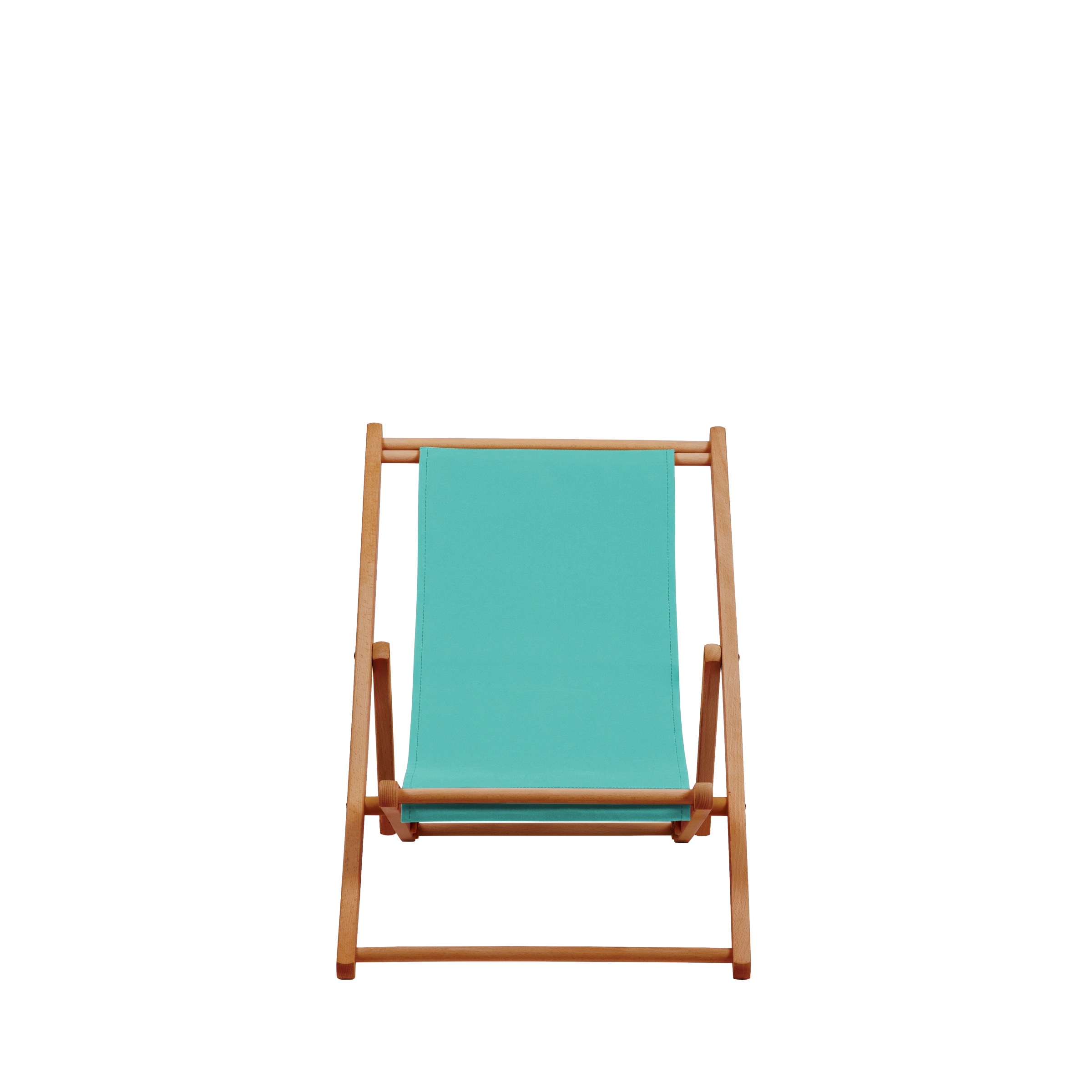 Liegestuhl Greta aus brandy geöltem Buchenholz mit türkisem Bezug, Frontalansicht
#Mini | Liegefläche (Farbe)_türkis
