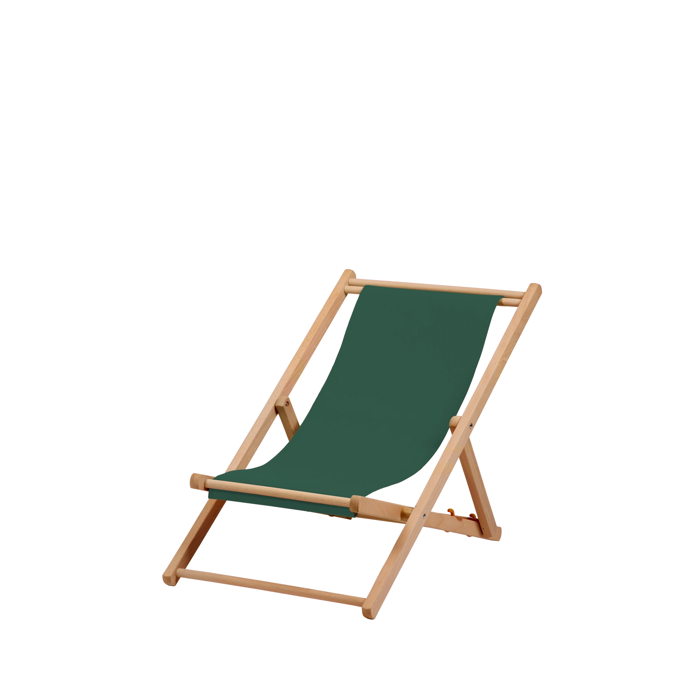 Liegestuhl Greta aus natur geöltem Buchenholz mit dunkelgrünem Bezug, Seitenansicht
#Mini | Liegefläche (Farbe)_dunkelgrün