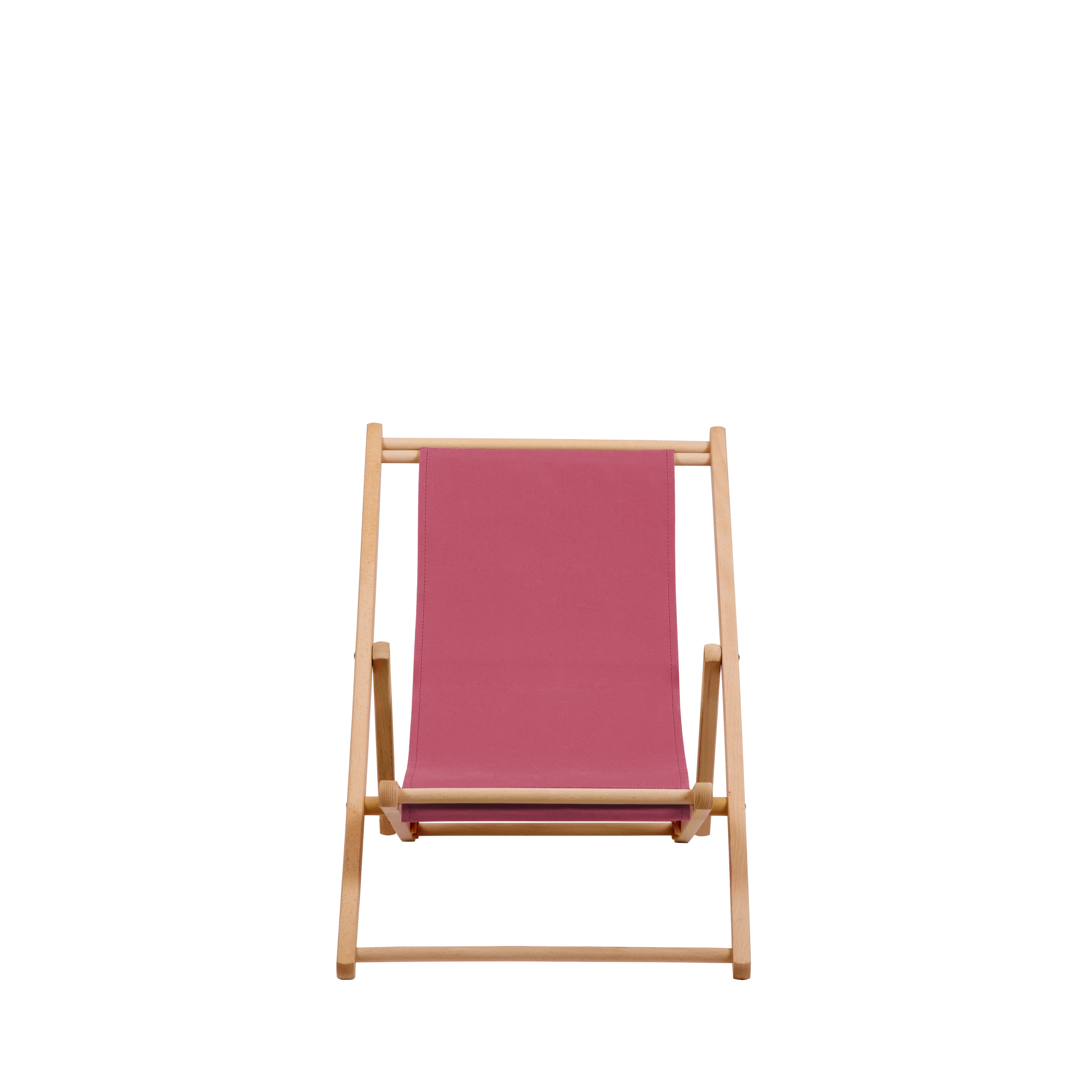 Liegestuhl Greta aus natur geöltem Buchenholz mit Bezug in fuchsia, Frontalansicht
#Mini | Liegefläche (Farbe)_fuchsia