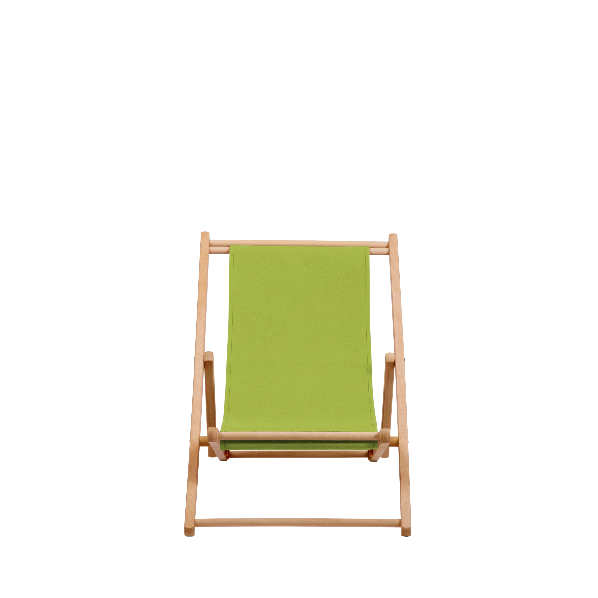 Liegestuhl Greta aus natur geöltem Buchenholz mit hellgrünem Bezug, Frontalansicht
#Mini | Liegefläche (Farbe)_hellgrün