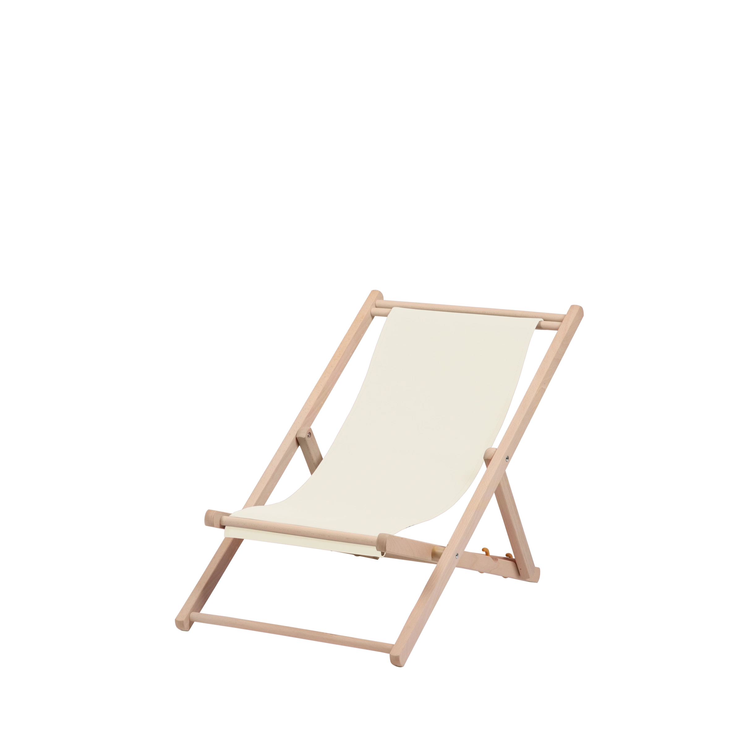 Liegestuhl Greta aus naturbelassenem Buchenholz mit naturfarbenem Bezug, Seitenansicht
#Mini | Liegefläche (Farbe)_natur