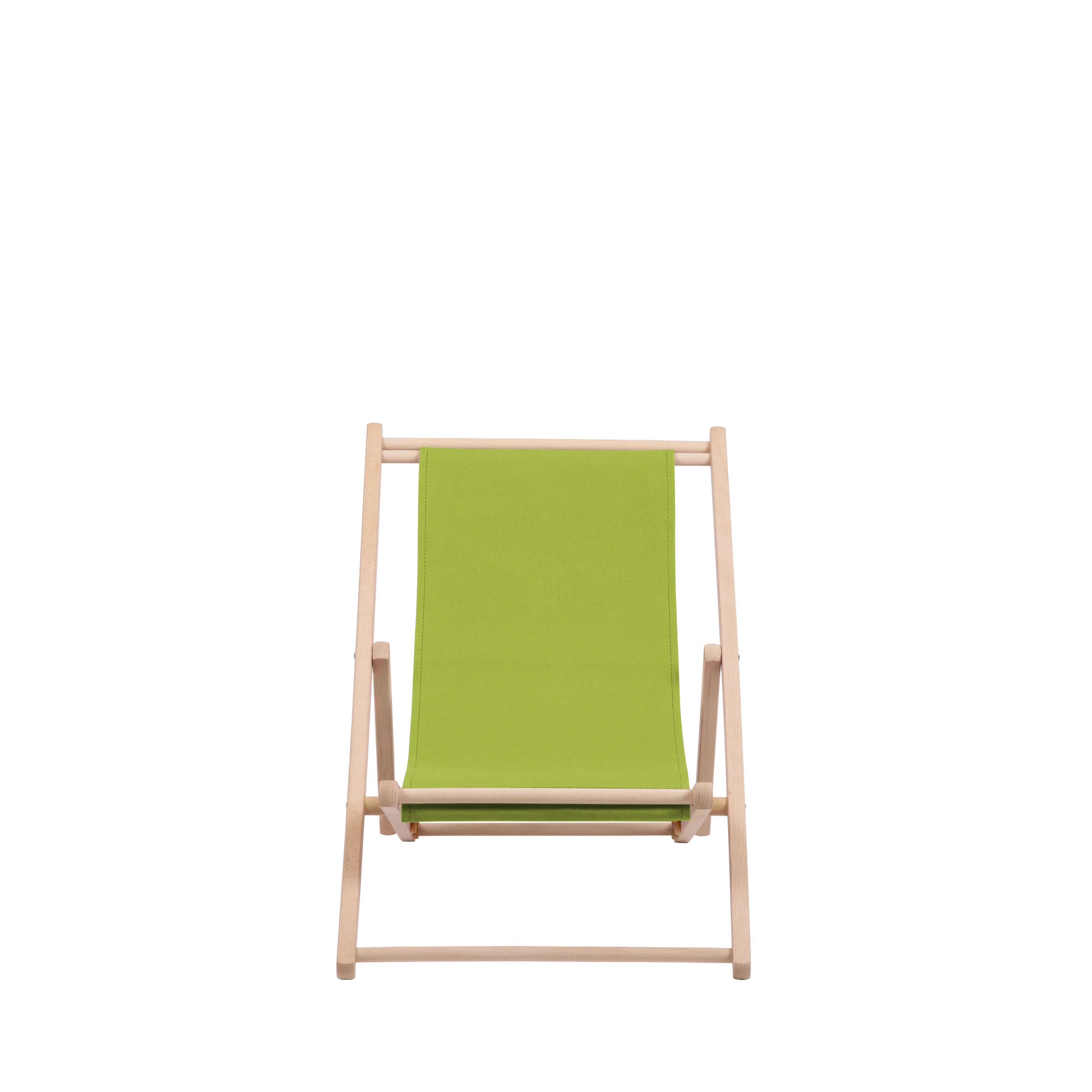 Liegestuhl Greta aus naturbelassenem Buchenholz mit hellgrünem Bezug, Frontalansicht
#Mini | Liegefläche (Farbe)_hellgrün