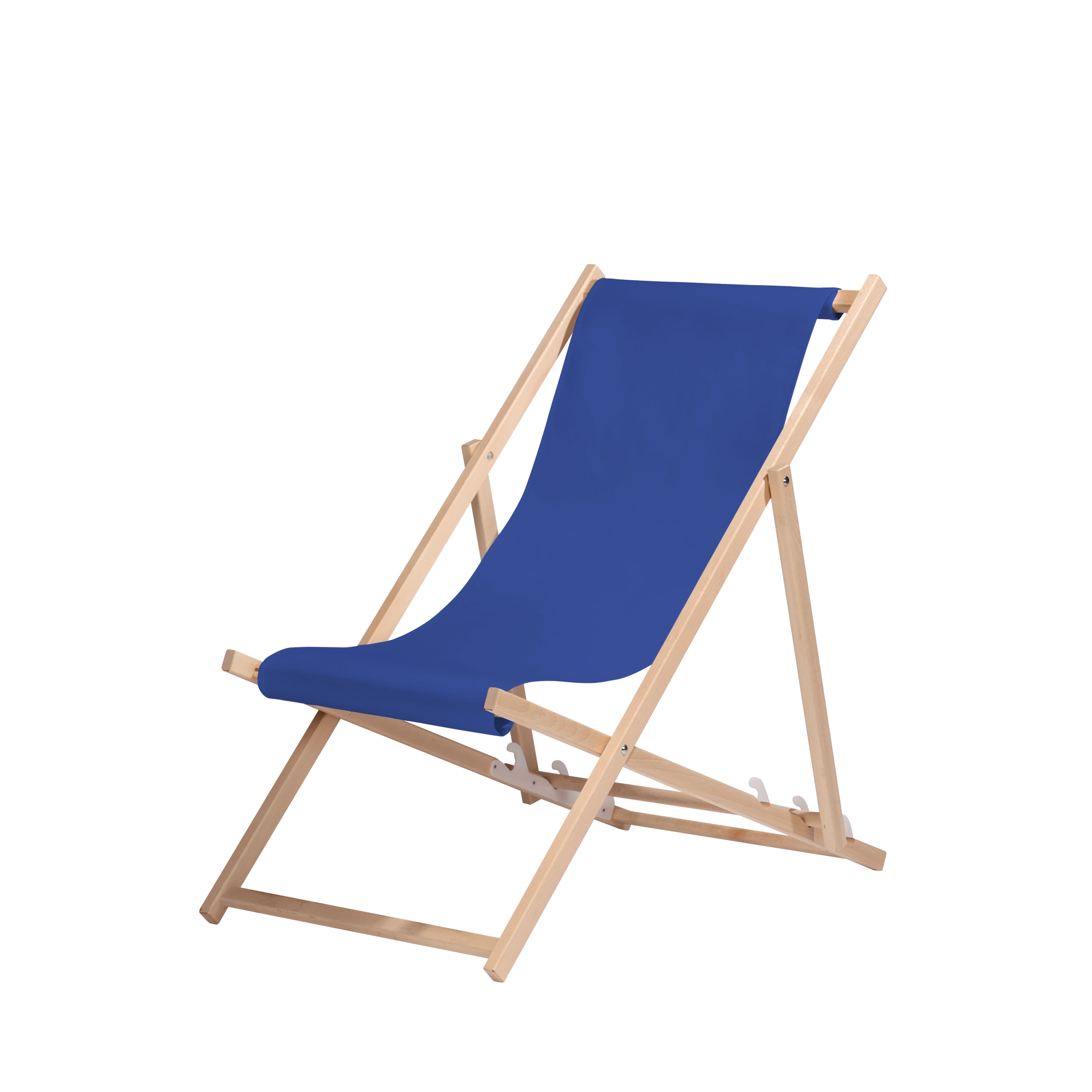 Liegestuhl Oliver aus naturbelassenem Buchenholz mit blauem Bezug, Seitenansicht
#Oli | Liegefläche (Farbe)_Blau Oliver