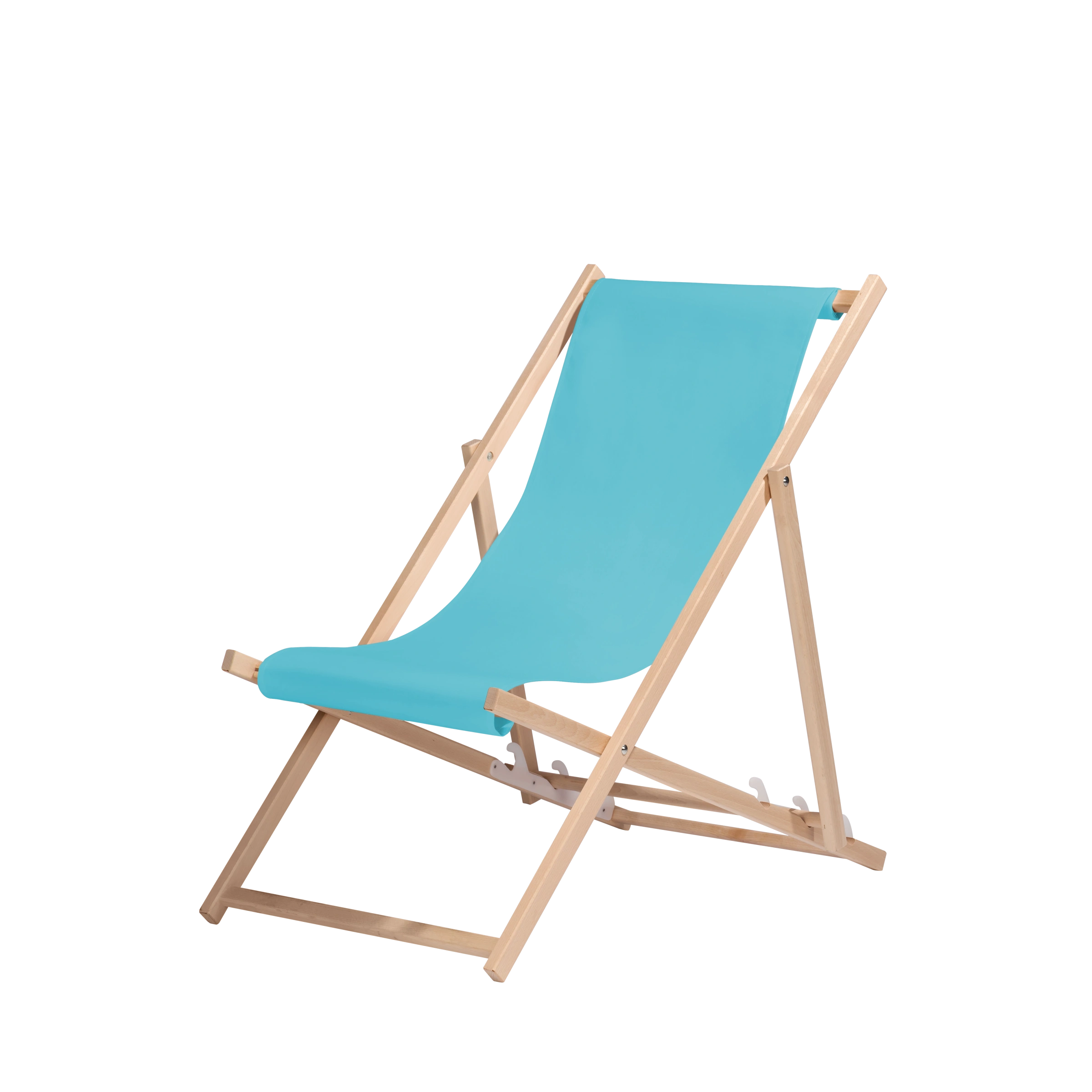 Liegestuhl Oliver aus naturbelassenem Buchenholz mit hellblauem Bezug, Seitenansicht
#Oli | Liegefläche (Farbe)_Hellblau Oliver
