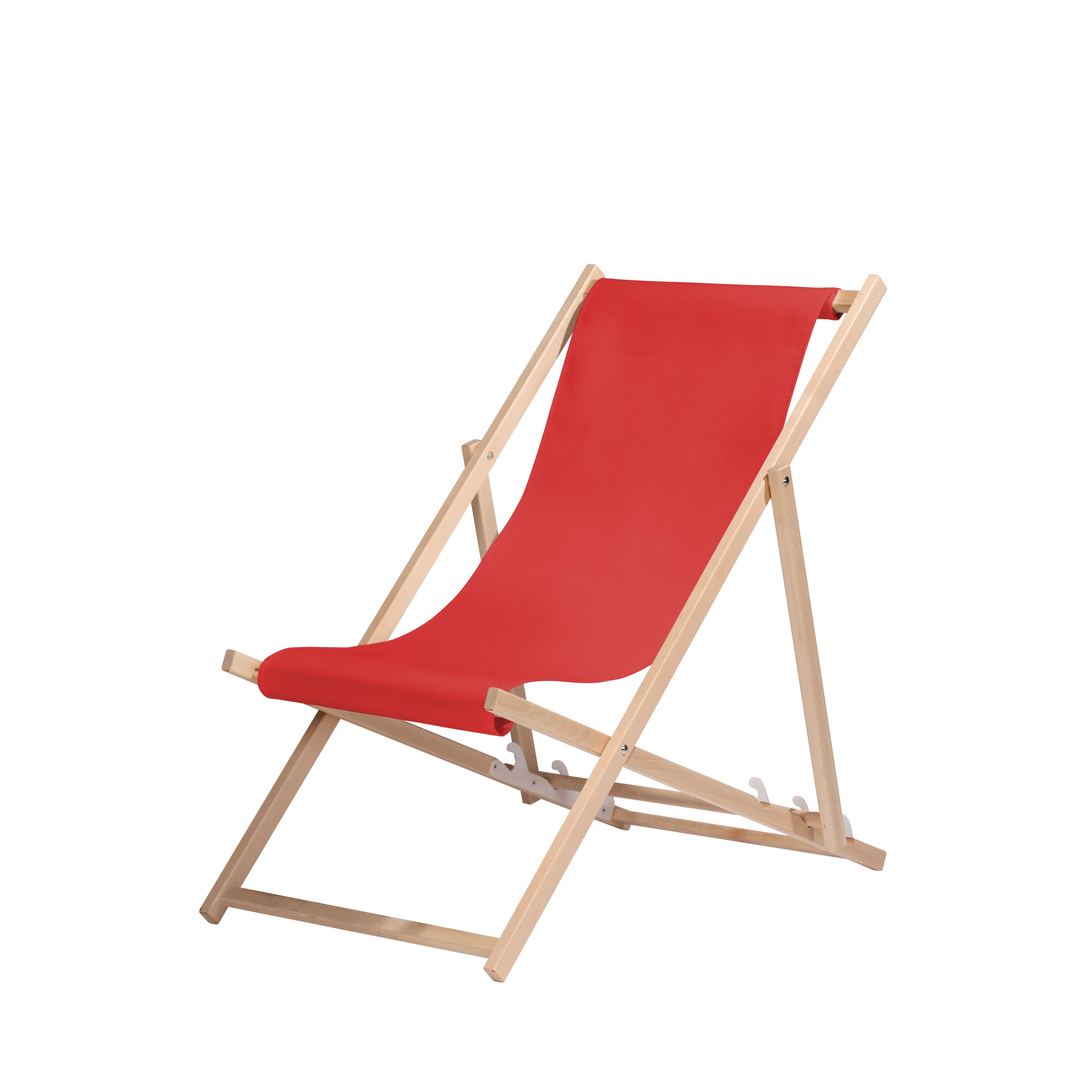 Liegestuhl Oliver aus naturbelassenem Buchenholz mit rotem Bezug, Seitenansicht
#Oli | Liegefläche (Farbe)_Rot Oliver