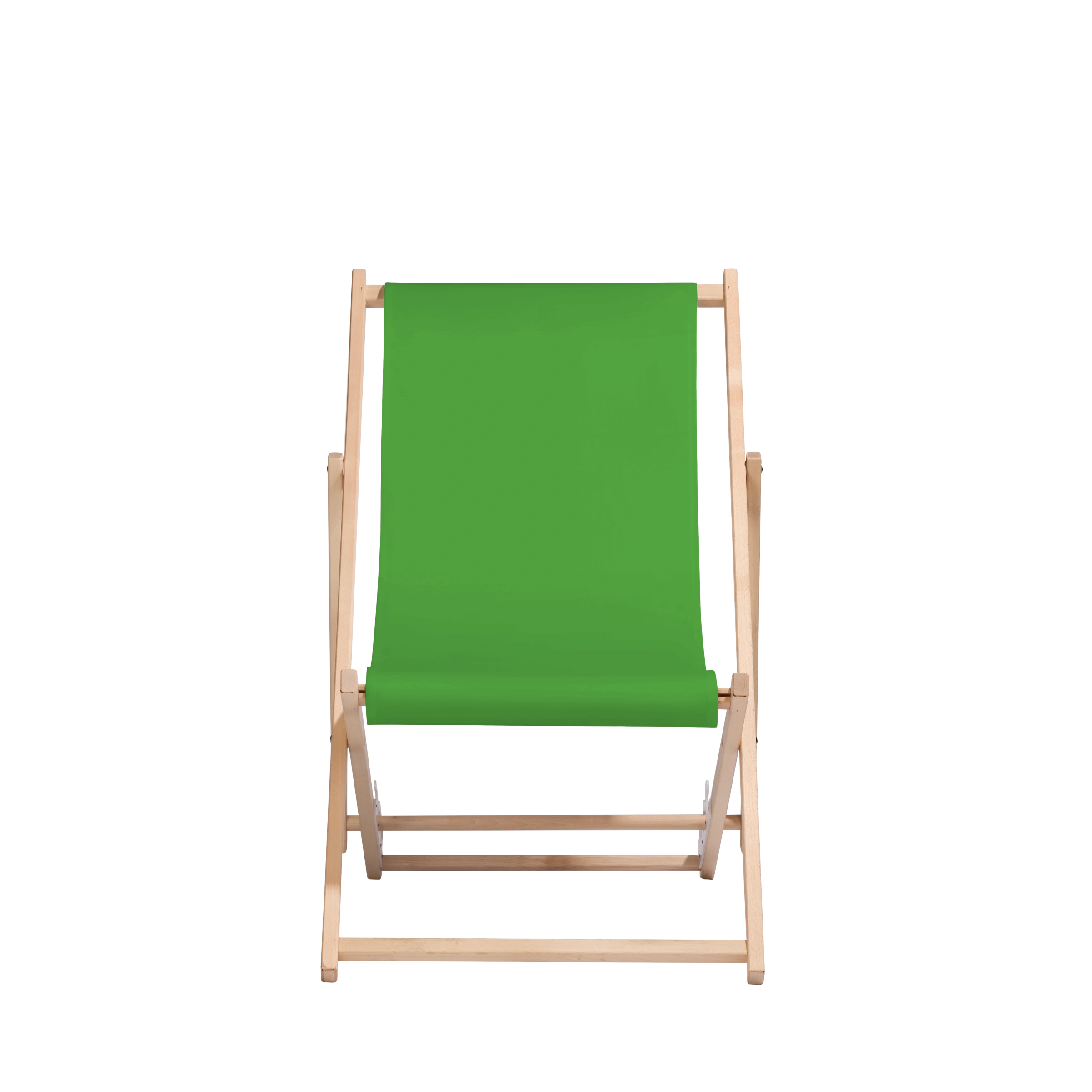 Liegestuhl Oliver aus naturbelassenem Buchenholz mit grünem Bezug, Frontalansicht
#Oli | Liegefläche (Farbe)_Grün Oliver