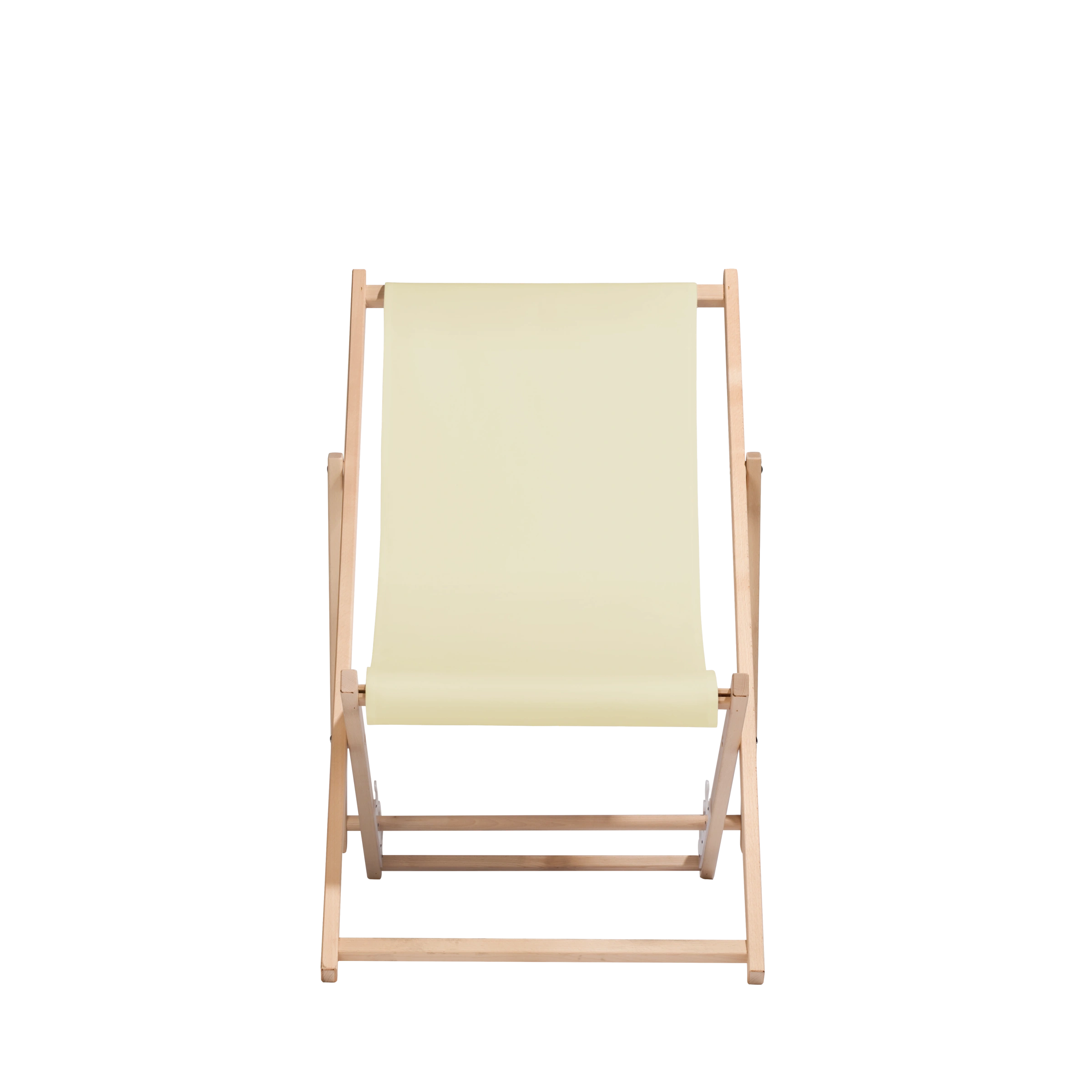 Liegestuhl Oliver aus naturbelassenem Buchenholz mit naturfarbenem Bezug, Frontalansicht
#Oli | Liegefläche (Farbe)_Natur Oliver