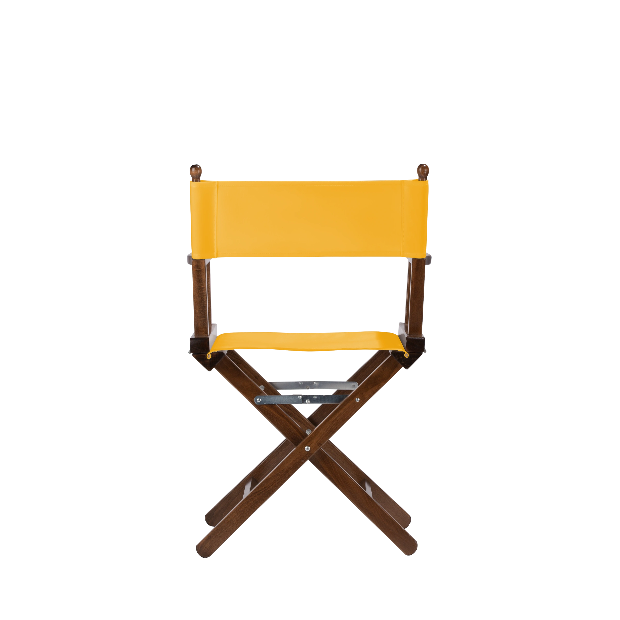 Regiestuhl Alfred aus braunem Buchenholz mit gelbem Bezug, Rückansicht
#Classic | Set (Farbe)_gelb