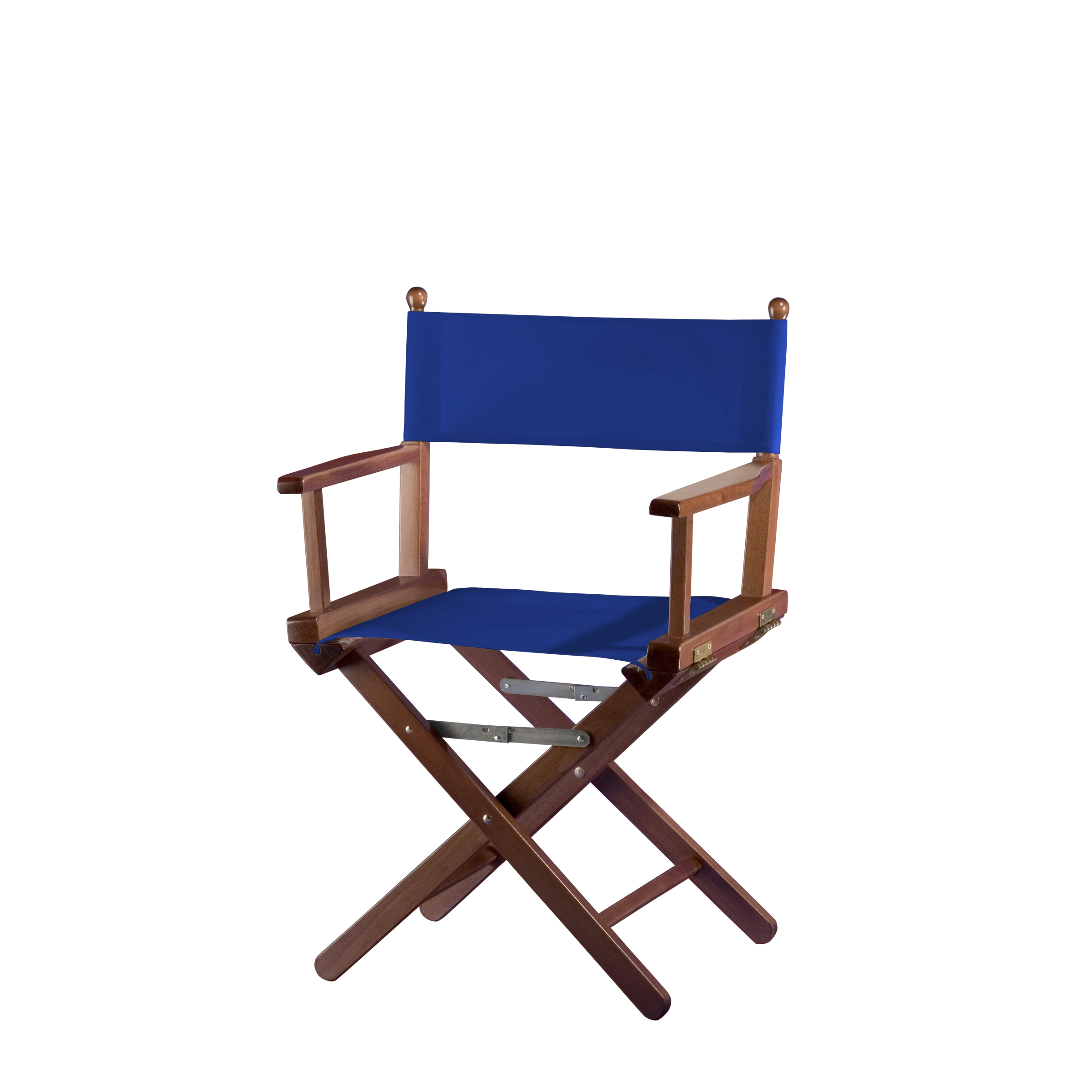 Regiestuhl Alfred aus braunem Buchenholz mit dunkelblauem Bezug, Seitenansicht
#Classic | Set (Farbe)_dunkelblau