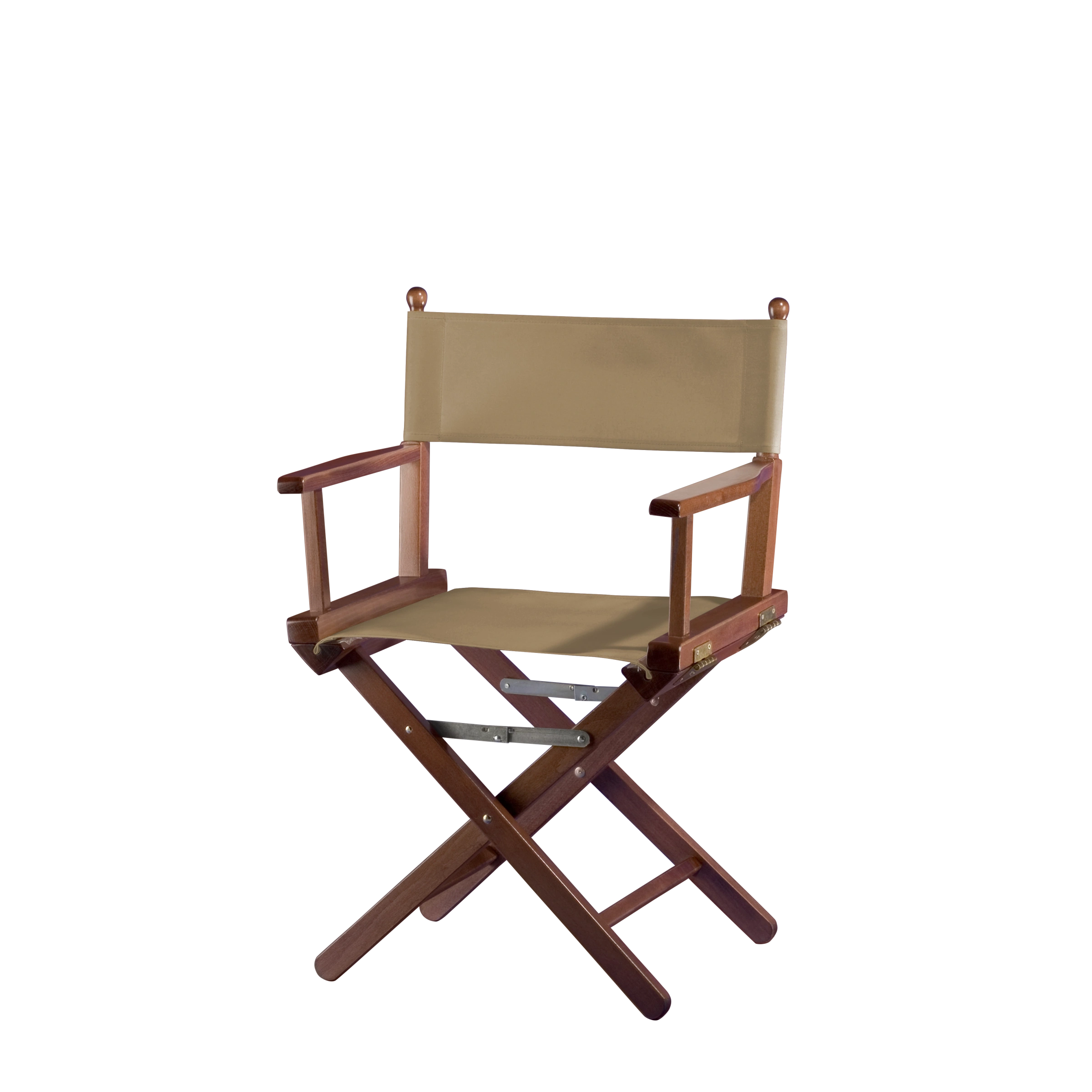 Regiestuhl Alfred aus braunem Buchenholz mit Bezug in grau-beige, Seitenansicht
#Classic | Set (Farbe)_grau-beige