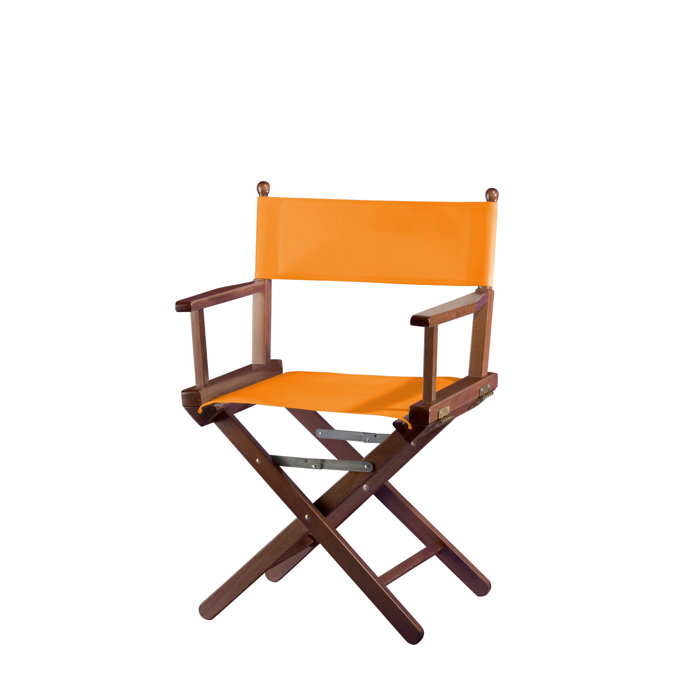 Regiestuhl Alfred aus braunem Buchenholz mit Bezug in mandarine, Seitenansicht
#Classic | Set (Farbe)_mandarine