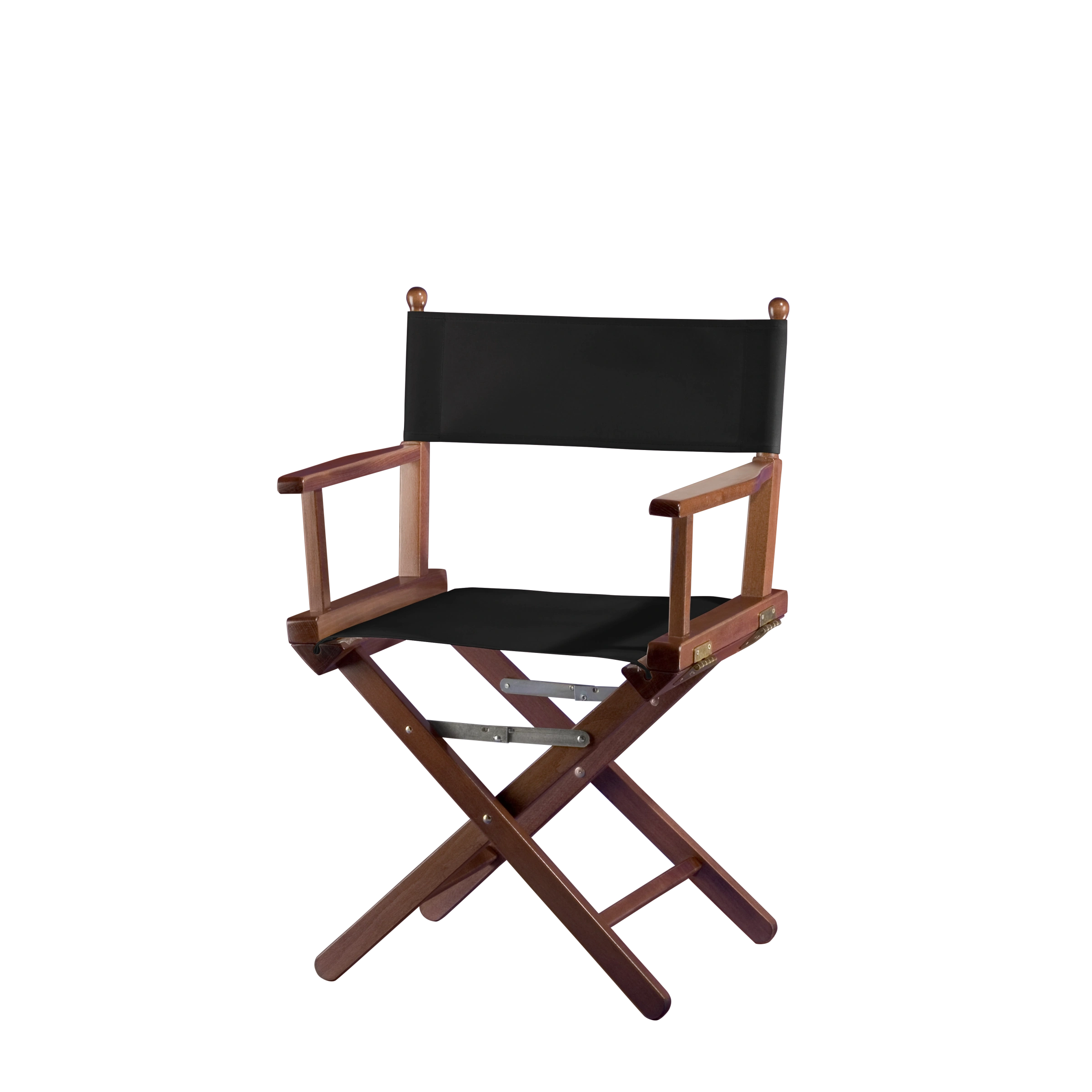 Regiestuhl Alfred aus braunem Buchenholz mit schwarzem Bezug, Seitenansicht
#Classic | Set (Farbe)_schwarz