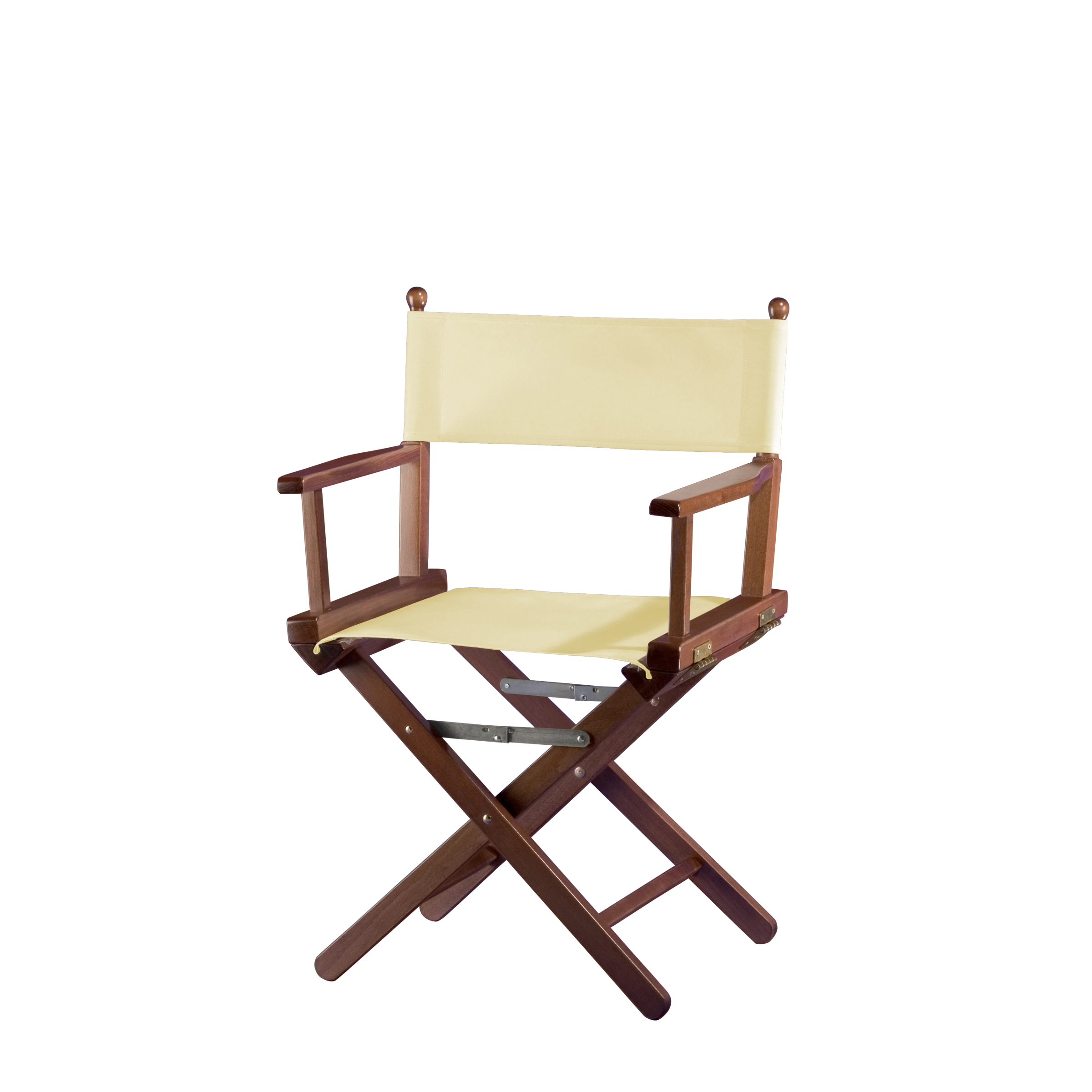 Regiestuhl Alfred aus braunem Buchenholz mit Bezug in vanille, Seitenansicht
#Classic | Set (Farbe)_vanille