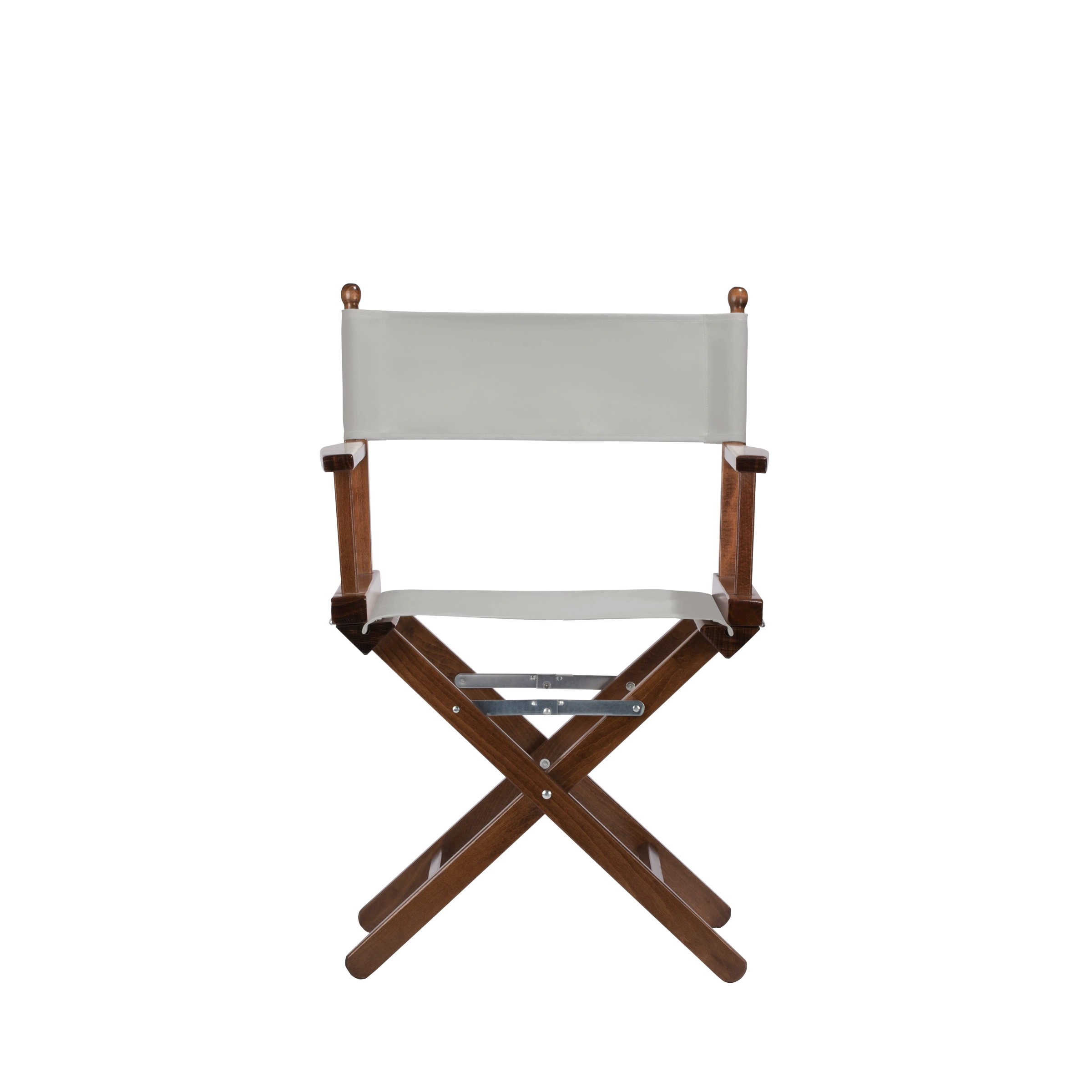 Regiestuhl Alfred aus braunem Buchenholz mit hellgrauem Bezug, Frontalansicht
#Classic | Set (Farbe)_hellgrau