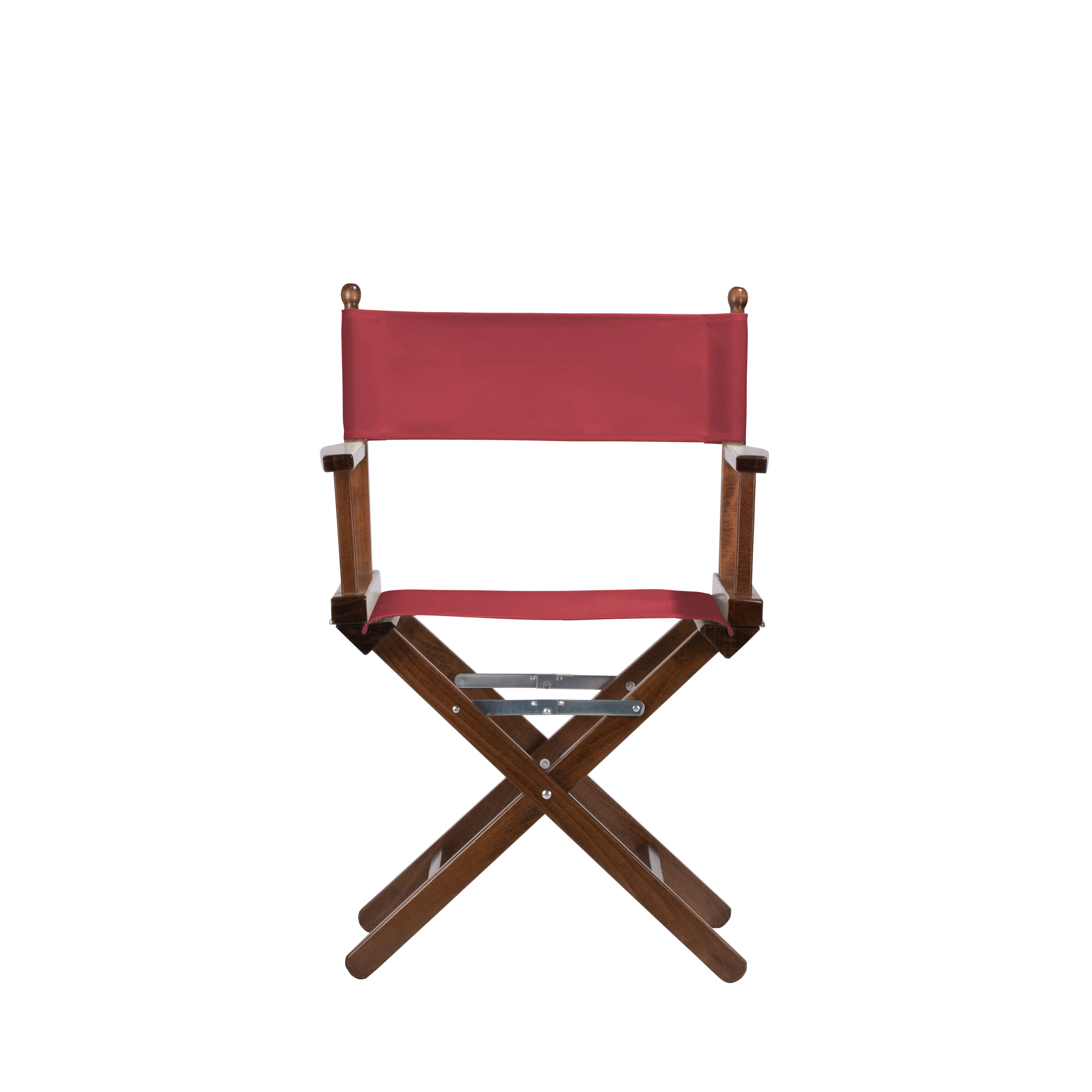 Regiestuhl Alfred aus braunem Buchenholz mit rotem Bezug, Frontalansicht
#Classic | Set (Farbe)_rot