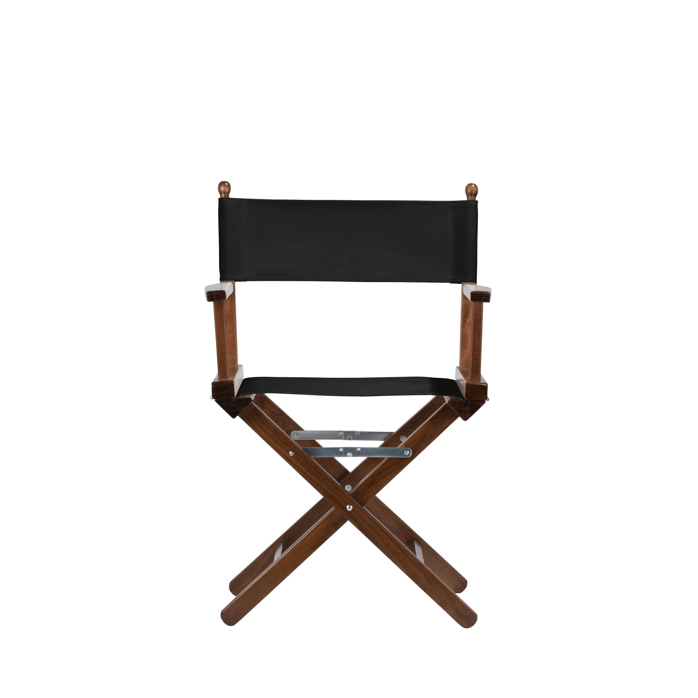 Regiestuhl Alfred aus braunem Buchenholz mit schwarzem Bezug, Frontalansicht
#Classic | Set (Farbe)_schwarz