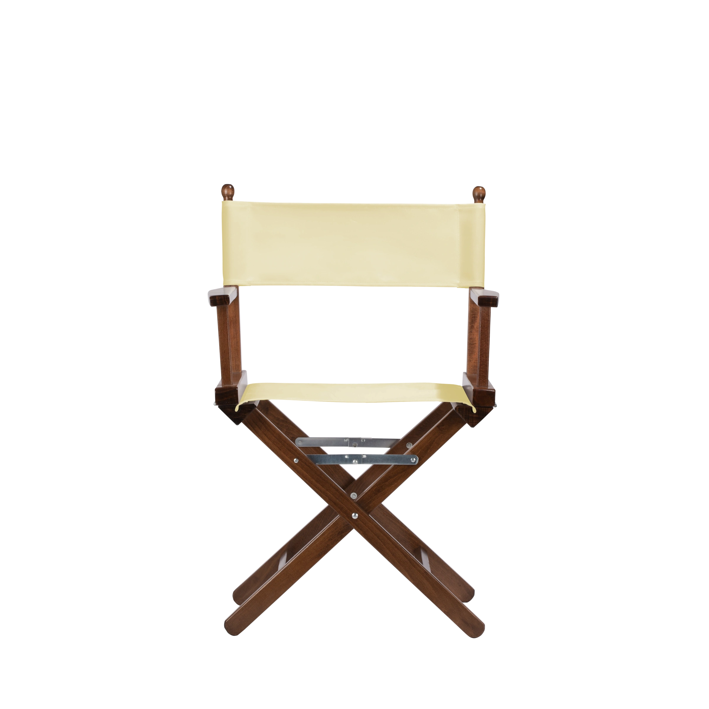 Regiestuhl Alfred aus braunem Buchenholz mit Bezug in vanille, Frontalansicht
#Classic | Set (Farbe)_vanille