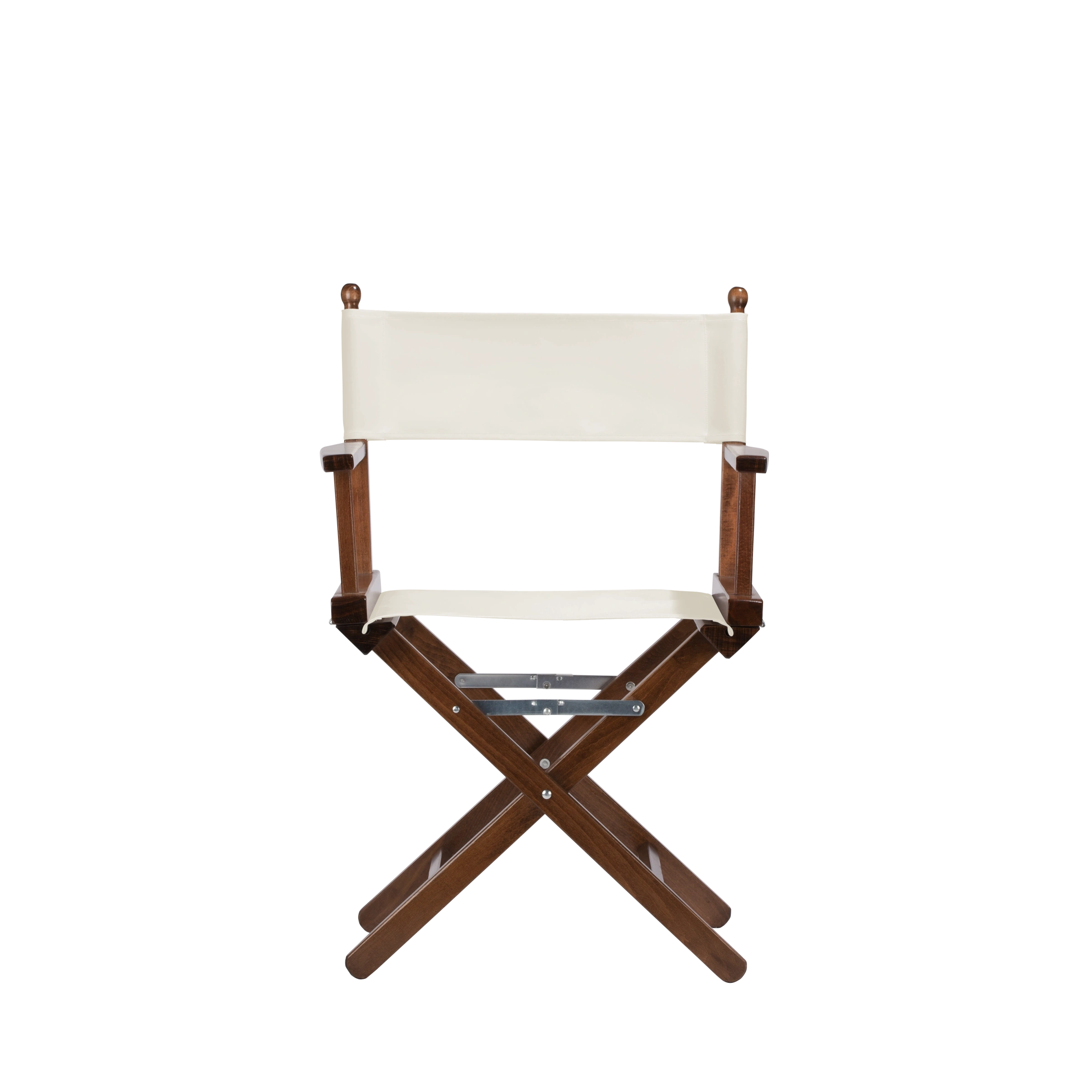 Regiestuhl Alfred aus braunem Buchenholz mit weißem Bezug, Frontalansicht
#Classic | Set (Farbe)_weiß