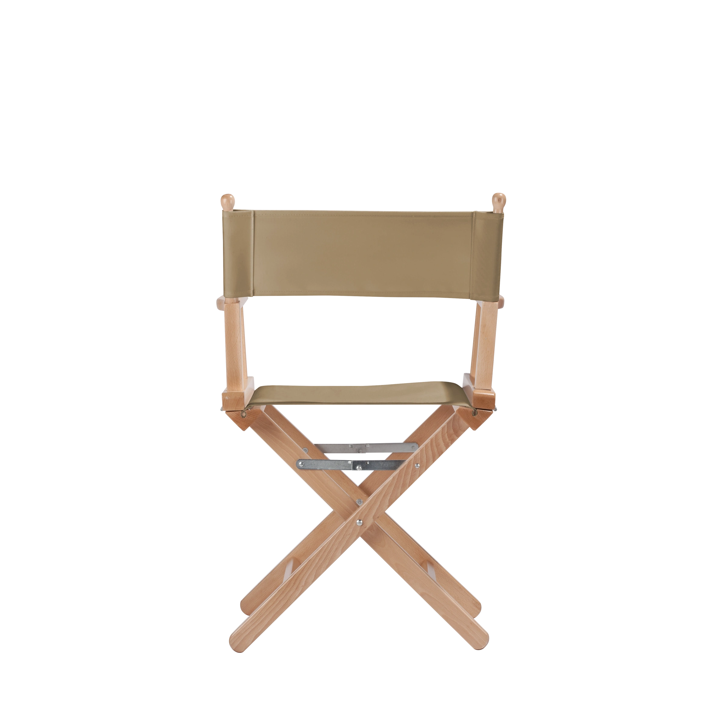 Regiestuhl Alfred aus naturfarbenem Buchenholz mit grau-beigeem Bezug, Rückansicht
#Classic | Set (Farbe)_grau-beige