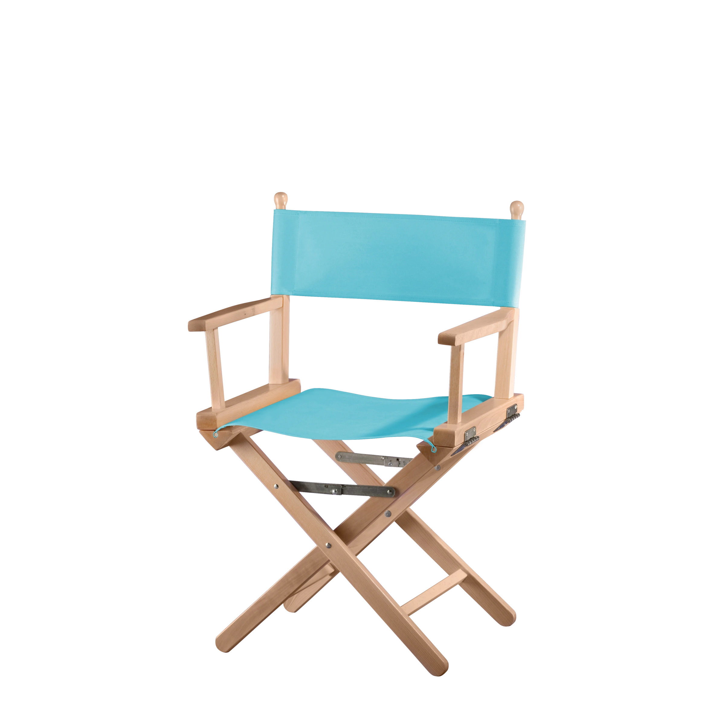 Regiestuhl Alfred aus naturfarbenem Buchenholz mit hellblauem Bezug, Seitenansicht
#Classic | Set (Farbe)_hellblau