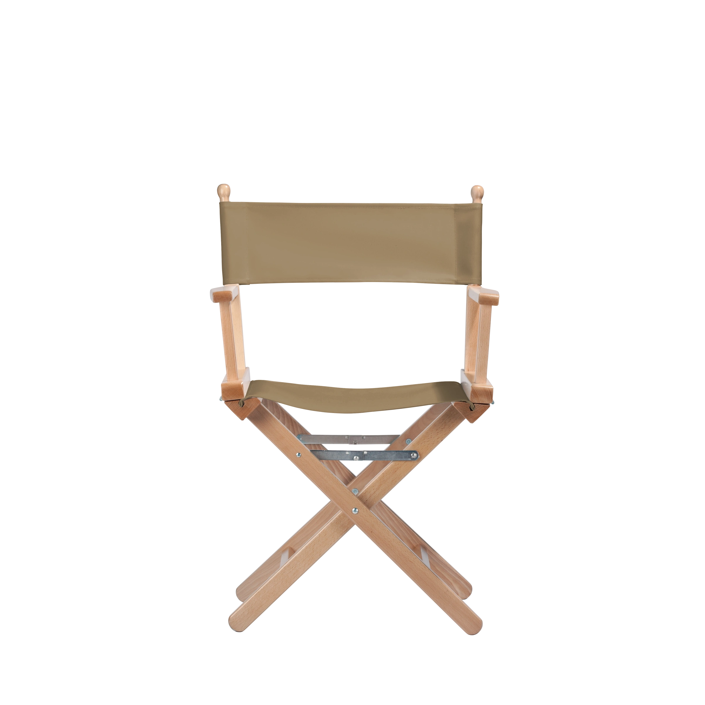 Regiestuhl Alfred aus naturfarbenem Buchenholz mit grau-beigeem Bezug, Frontalansicht
#Classic | Set (Farbe)_grau-beige