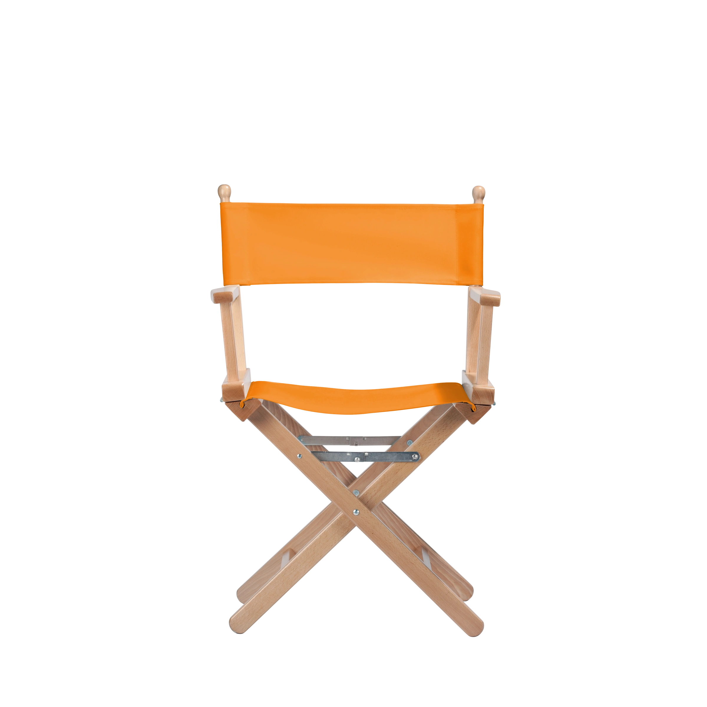 Regiestuhl Alfred aus naturfarbenem Buchenholz mit Bezug in mandarine, Frontalansicht
#Classic | Set (Farbe)_mandarine